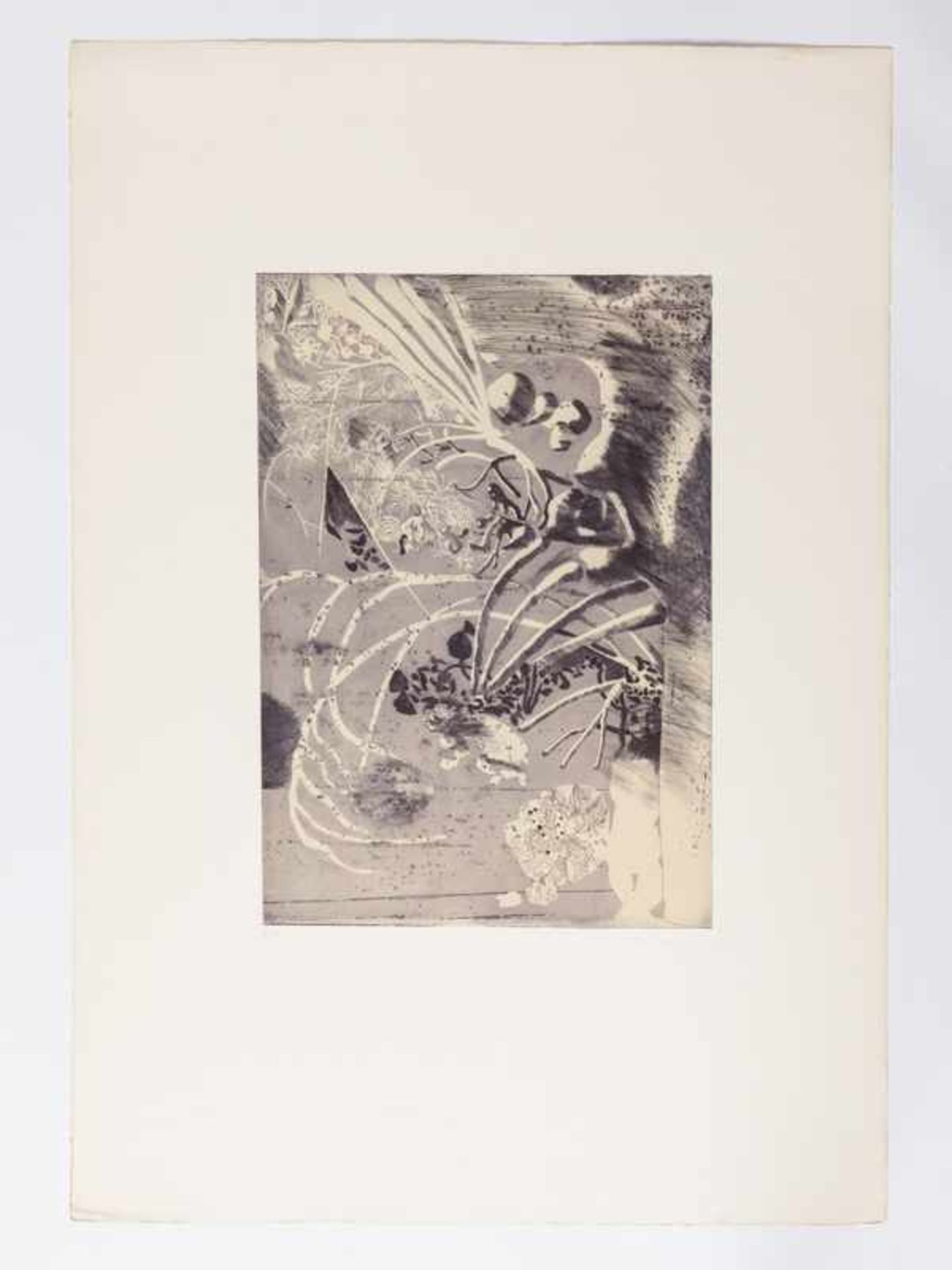 CASTILLO, Jorge (*1933). Lithographie; "Surrealistische Landschaft mit Figuren", signiert und