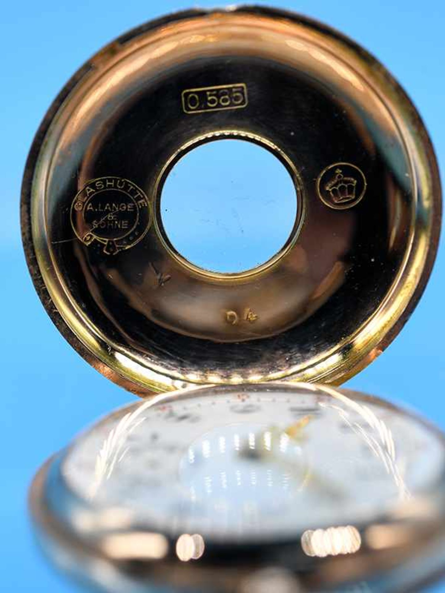 Taschenuhr, Lange & Söhne, Deutsche Uhrenfabrikation Glashütte, No. 22204, um 1900. 585/- - Image 6 of 10