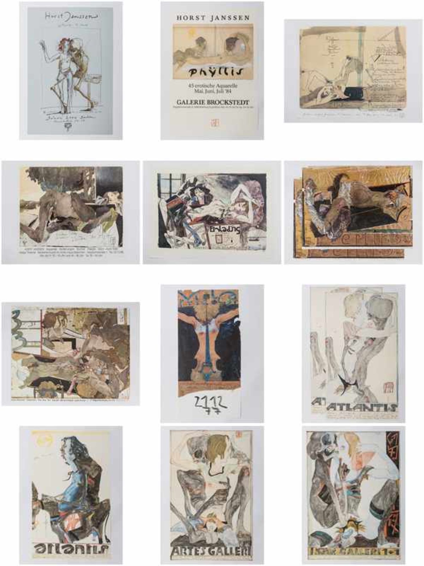 Janssen, Horst (1929 - 1995). 14 Plakate (m. erotischen Motiven) der 1970/80er Jahre;