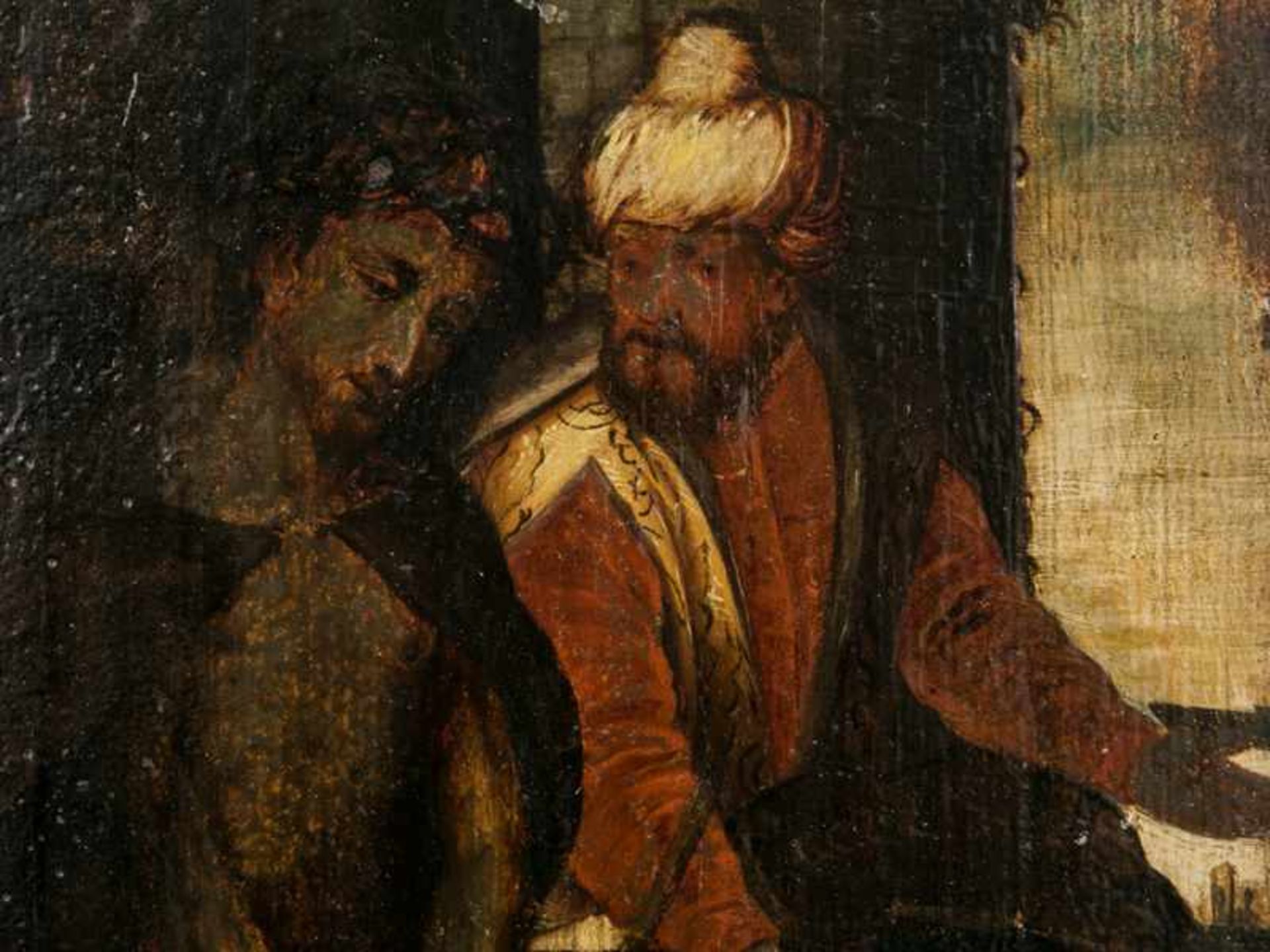 Künstler des 17./18. Jh. Öl auf Holz, "Ecce Homo"; biblische Figurenszene aus dem Neuen Testament - Image 2 of 3