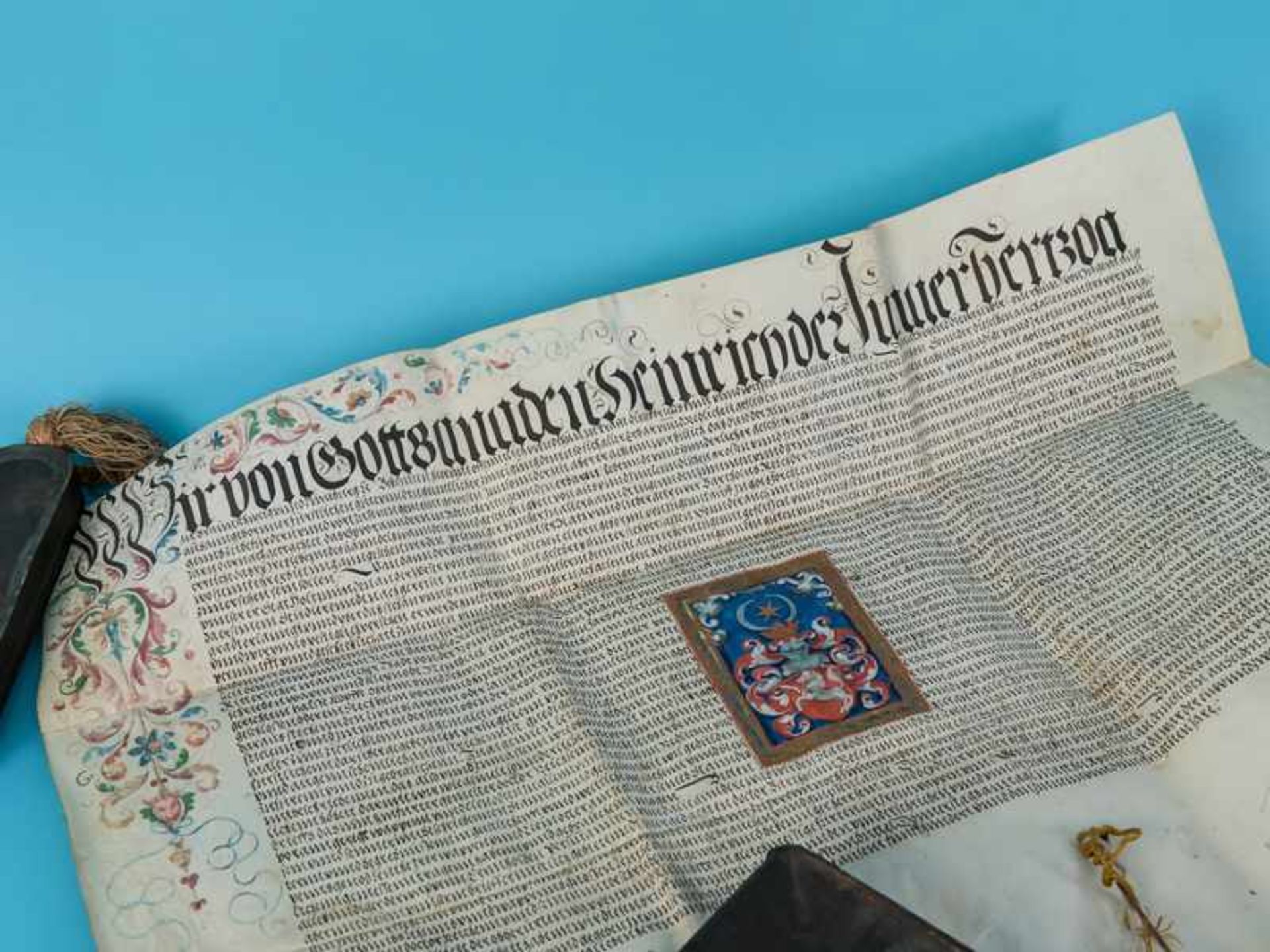 Herzogliche Urkunde Heinrich II. (d. Jüngere) von Braunschweig-Wolfenbüttel (reg. 1514 - 1568), - Image 3 of 7