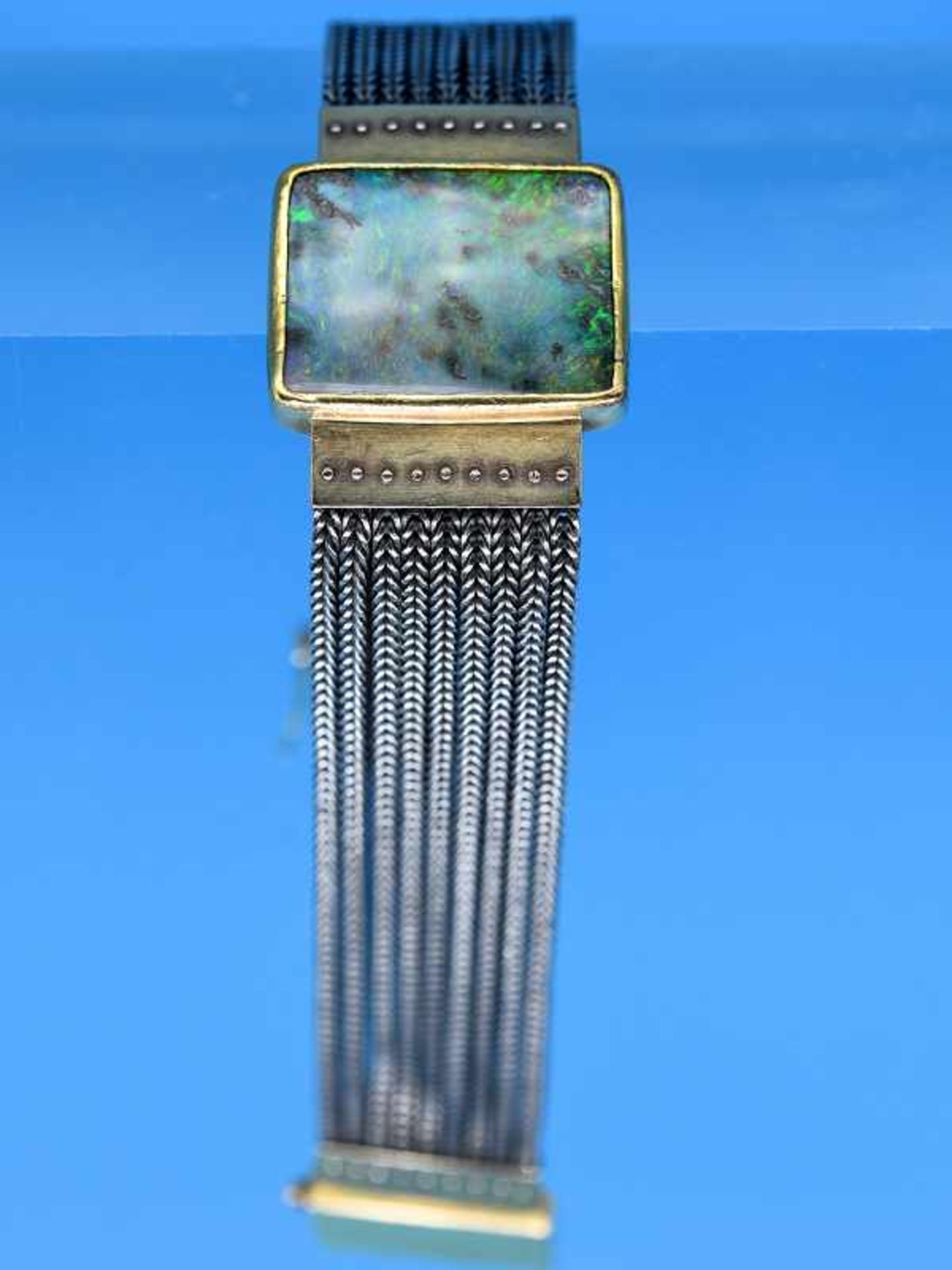 Armband mit Opal-Matrix, Goldschmiede Schleede, Hamburg, 21. JH. 750/- Gelb- und Weißgold. - Bild 3 aus 5