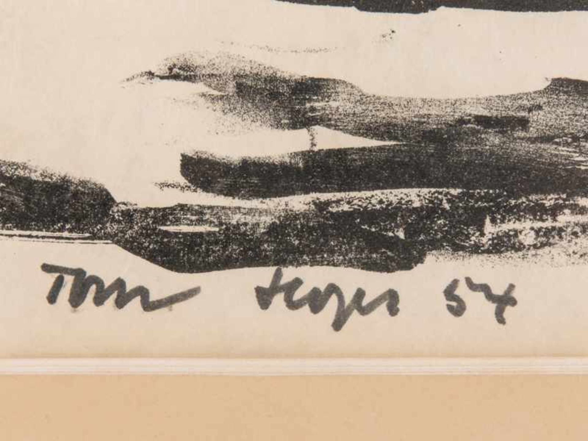 Hops, Tom (1906-1976). "Hamburger Hafen mit Kehrwiederspitze"; Lithographie, unten rechts (im - Bild 3 aus 5