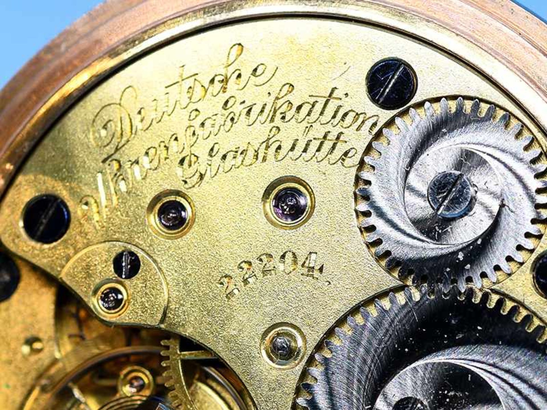 Taschenuhr, Lange & Söhne, Deutsche Uhrenfabrikation Glashütte, No. 22204, um 1900. 585/- - Image 2 of 10