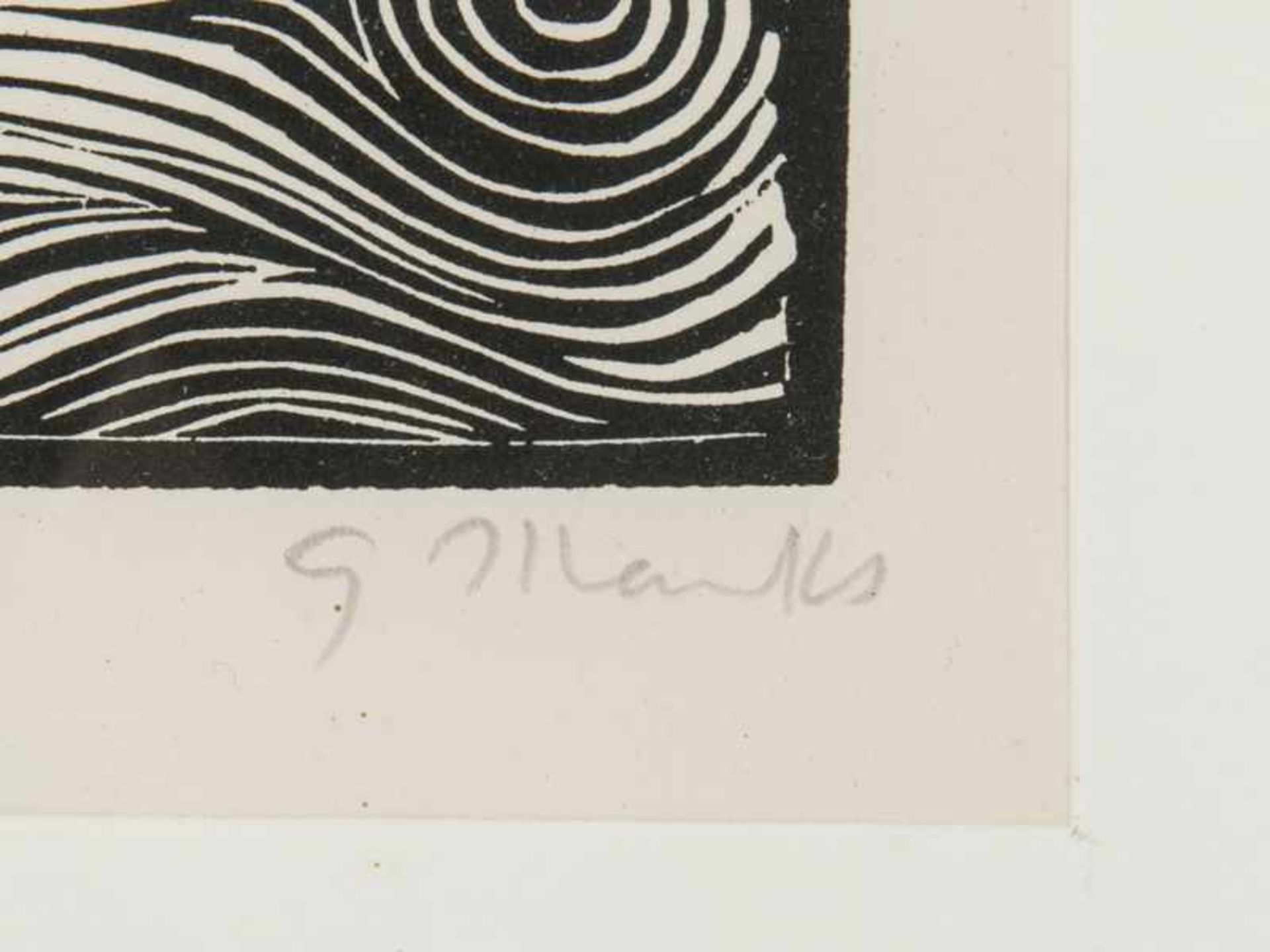 Marcks, Gerhard (1889 - 1981). Holzschnitt, "Noah mit Taube"; unten rechts in Bleistift signiert " - Image 3 of 4