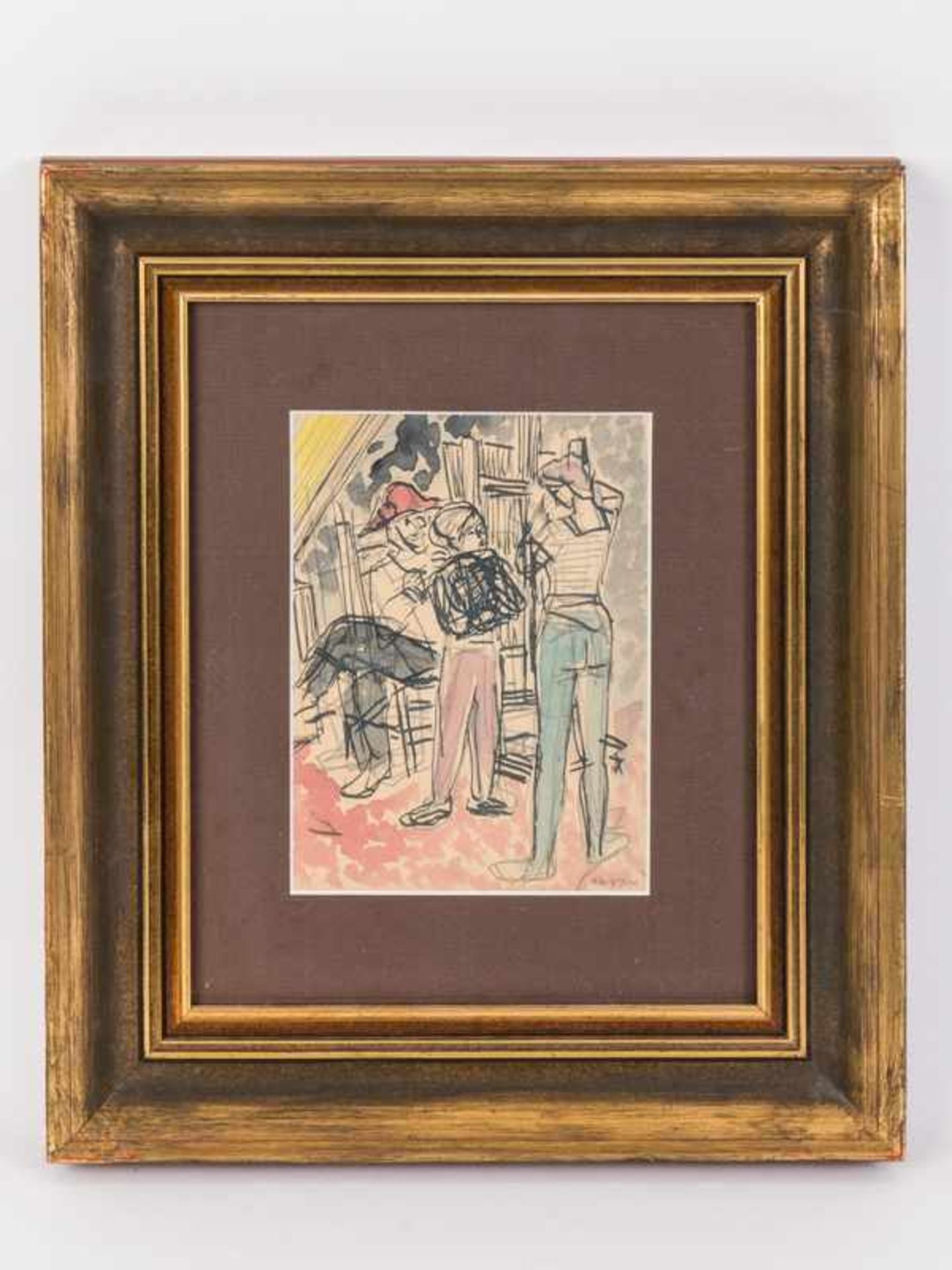 Garvé, Theo (1902-1987). "Im Atelier"; aquarellierte Federzeichnung; signiert unten rechts "