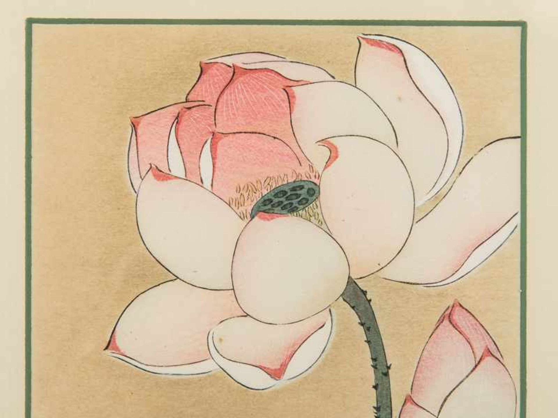 Ohara, Koson - später auch Shoson (1877-1945). "Teichhuhn und Lotusblüte", Farbholzschnitt, Anfang - Bild 2 aus 5