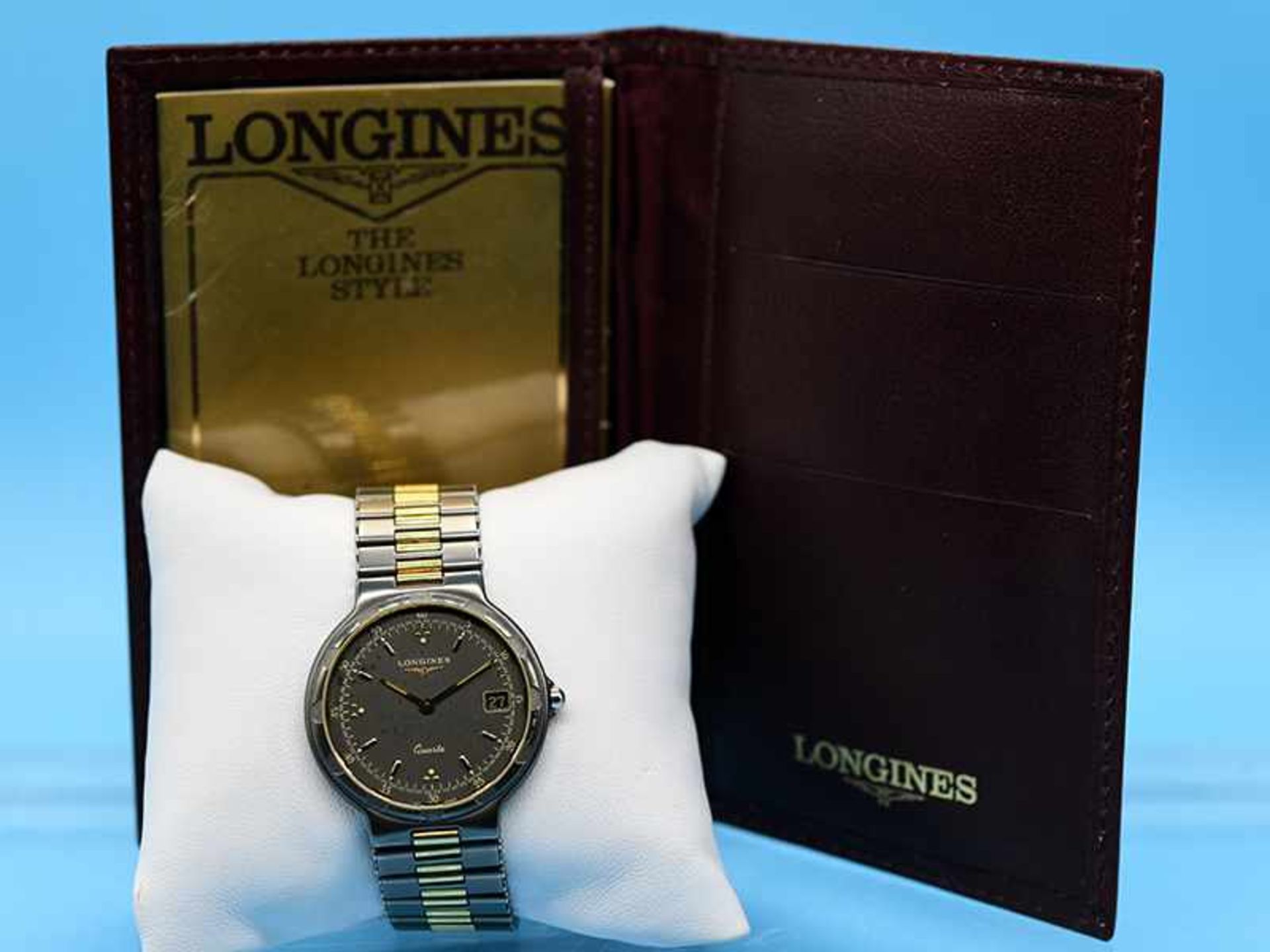 Vintage-Herrenarmbanduhr, Longines "Conquest Las Vegas, 20. Jh. Titan und Gelbgold. Automatik. - Bild 3 aus 3