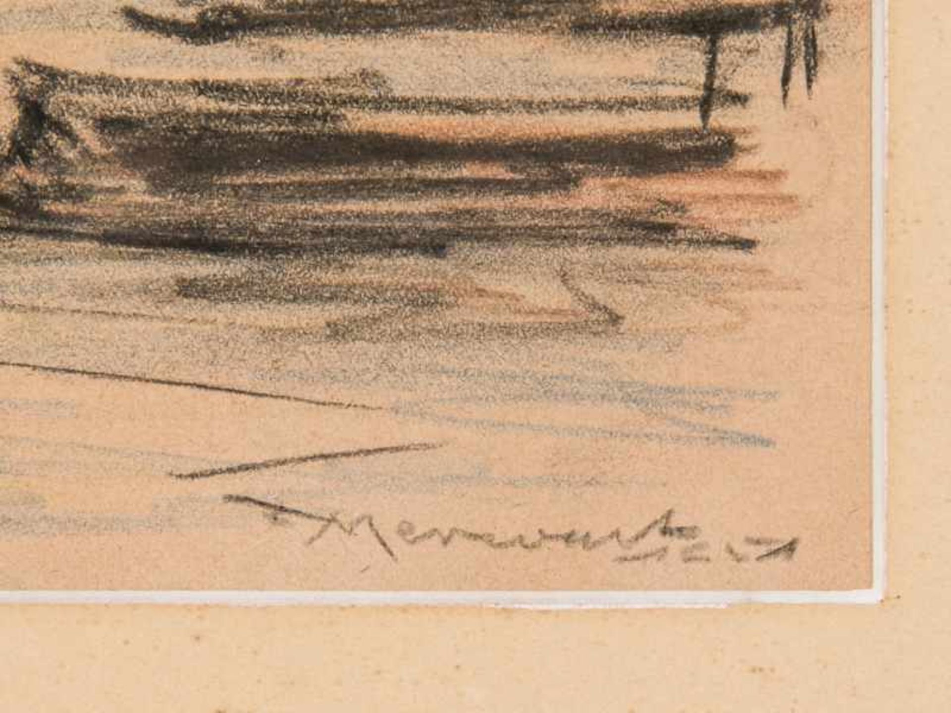 Merwarth, Fritz (1882-1967). "Segelschiffe auf der Außenalster"; wohl Fettkreide auf Papier; unten - Bild 3 aus 5