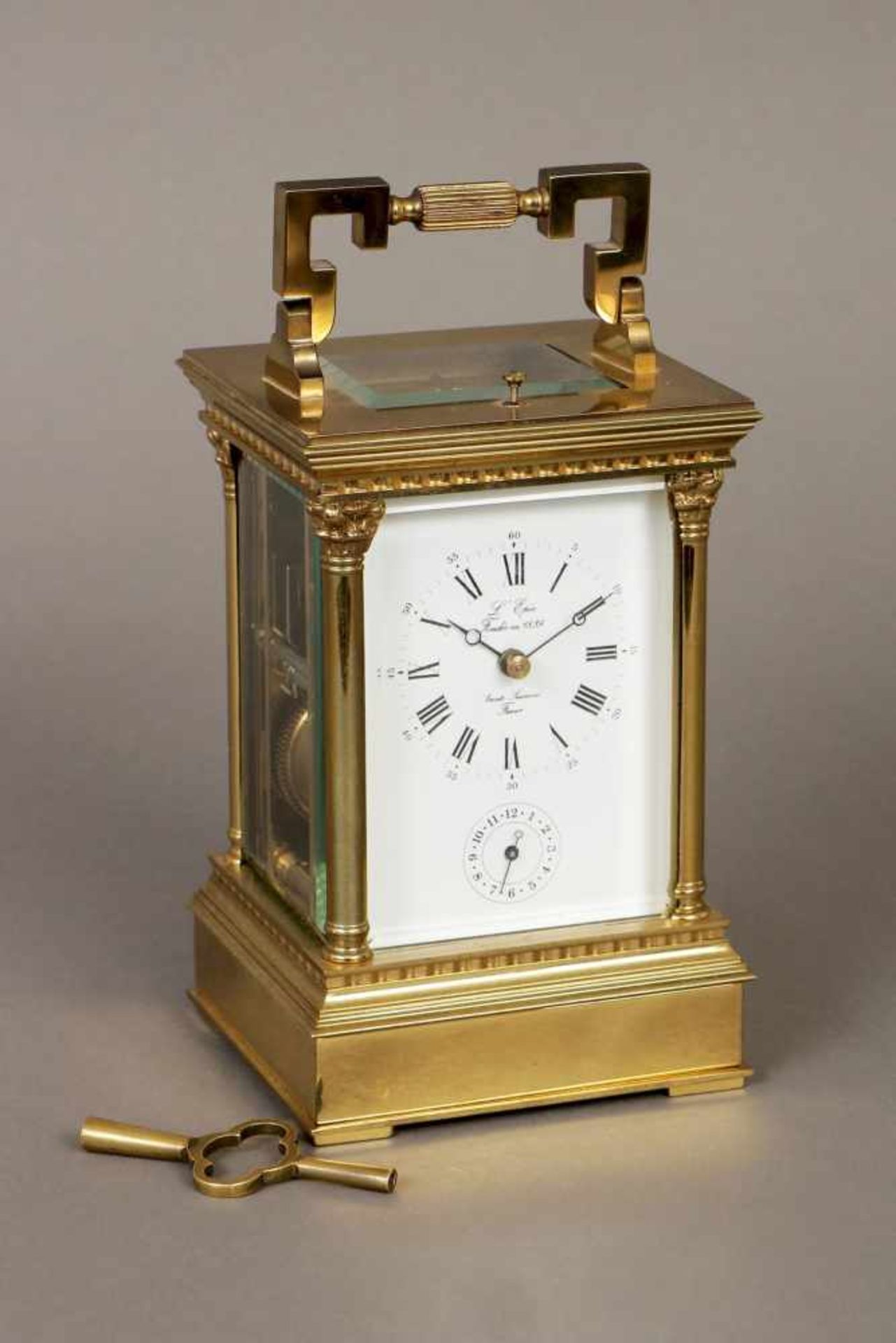 L´EPIE Carriage Clock (im Stile einer Stutzuhr des 19. Jhdts.)Frankreich, 2. Hälfte 20. Jhdt.,