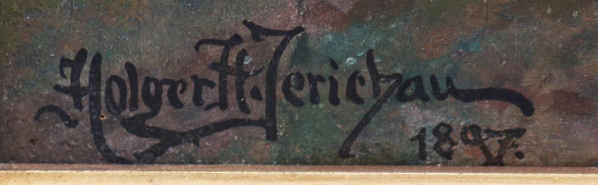 HOLGER HVITFELDT JERICHAU (1861 Kopenhagen - 1900 ebenda)Öl auf Holz, ¨Schafhirten bei - Bild 2 aus 2