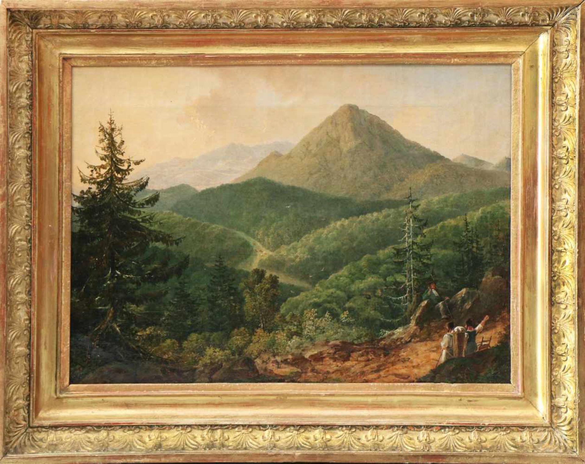 ANONYMER KÜNSTLER des 19. Jahrhunderts Öl auf Leinwand, ¨Romantische Landschaft¨, 34x46cm,