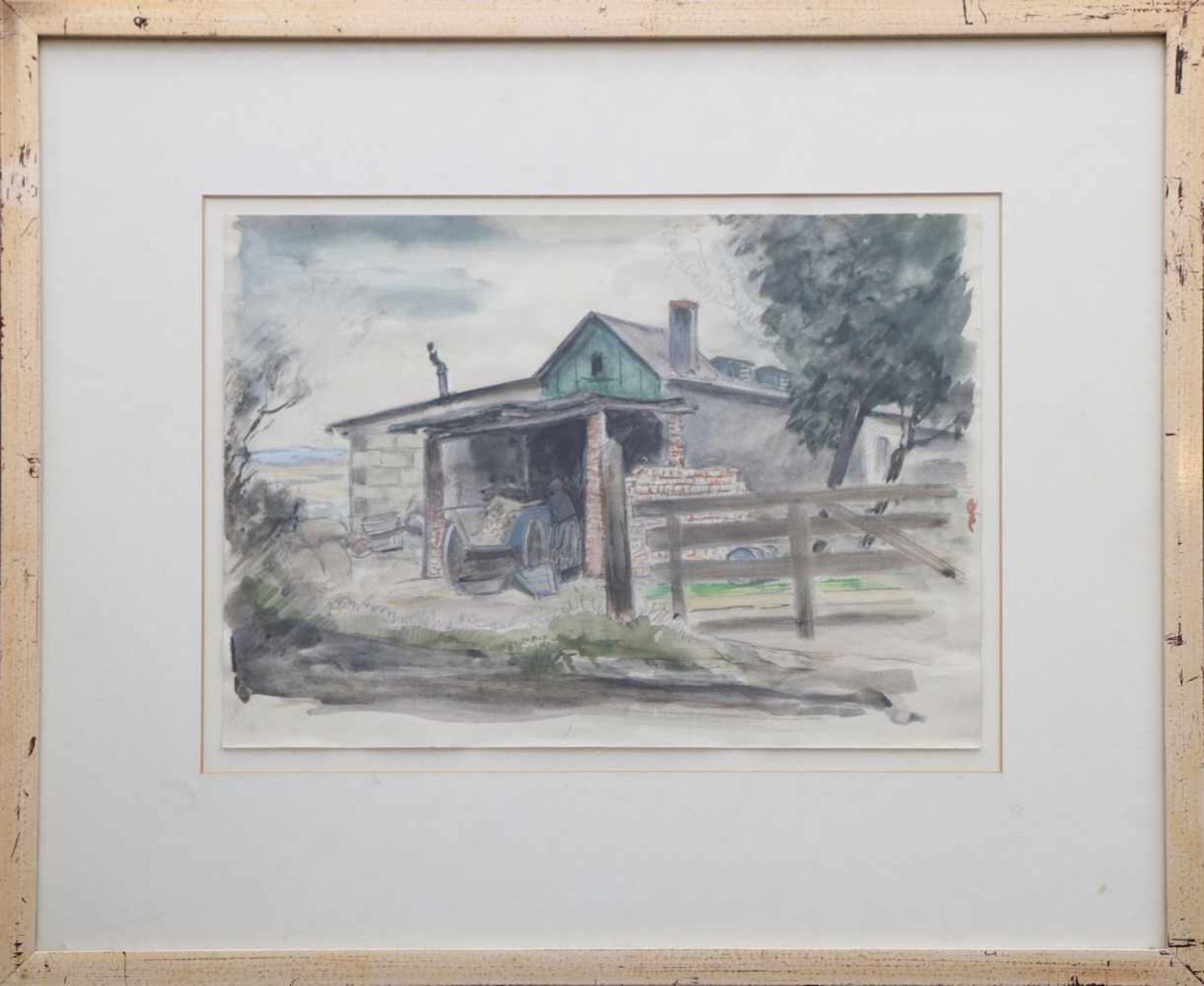 JEAN PAUL KAYSER (1869 Hamburg - 1942 Donaueschingen)Aquarell auf Papier, ¨Ländliche Szene mit