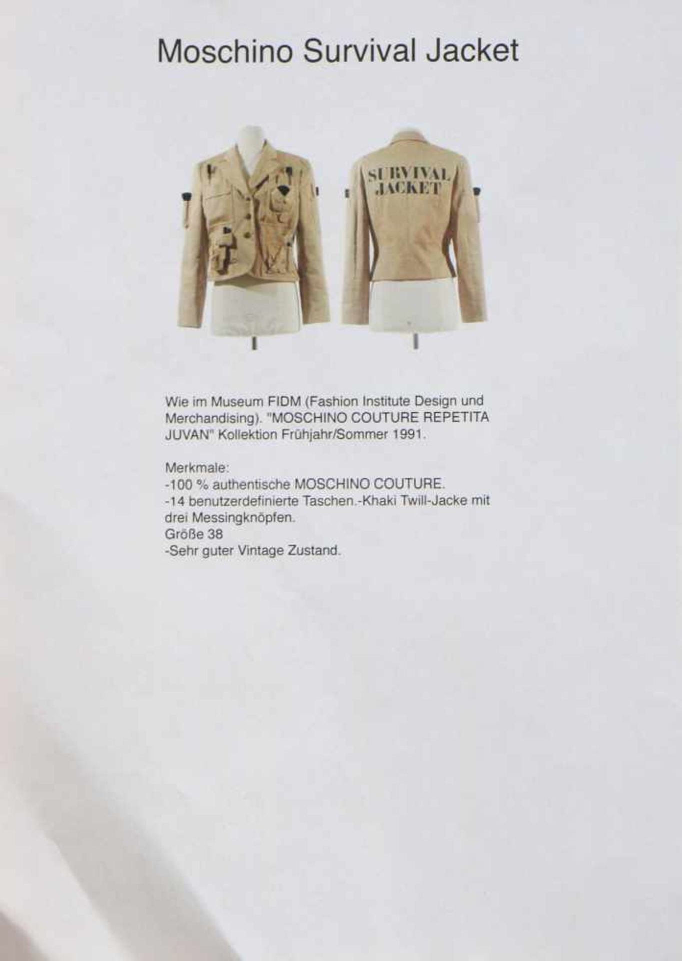 MOSCHINO COUTURE Survival Jacketkhakifarbene, kurze Military Safari-Jacke, Baumwolle, mit 14 - Bild 6 aus 6
