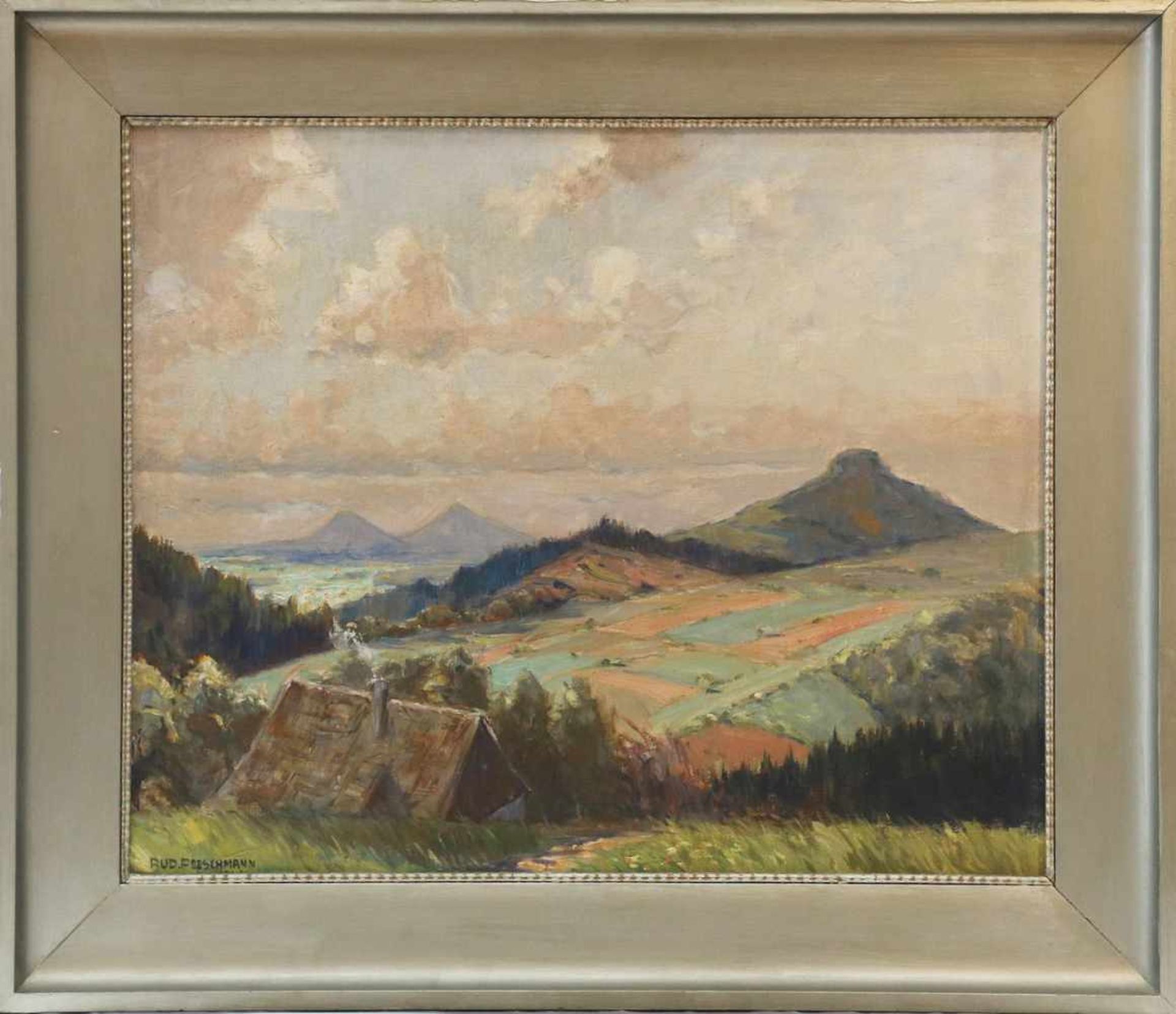 RUDOLF POESCHMANN (1878 Dresden - 1954 ebenda)Öl auf Leinwand, ¨Landschaftsansicht (Zittauer