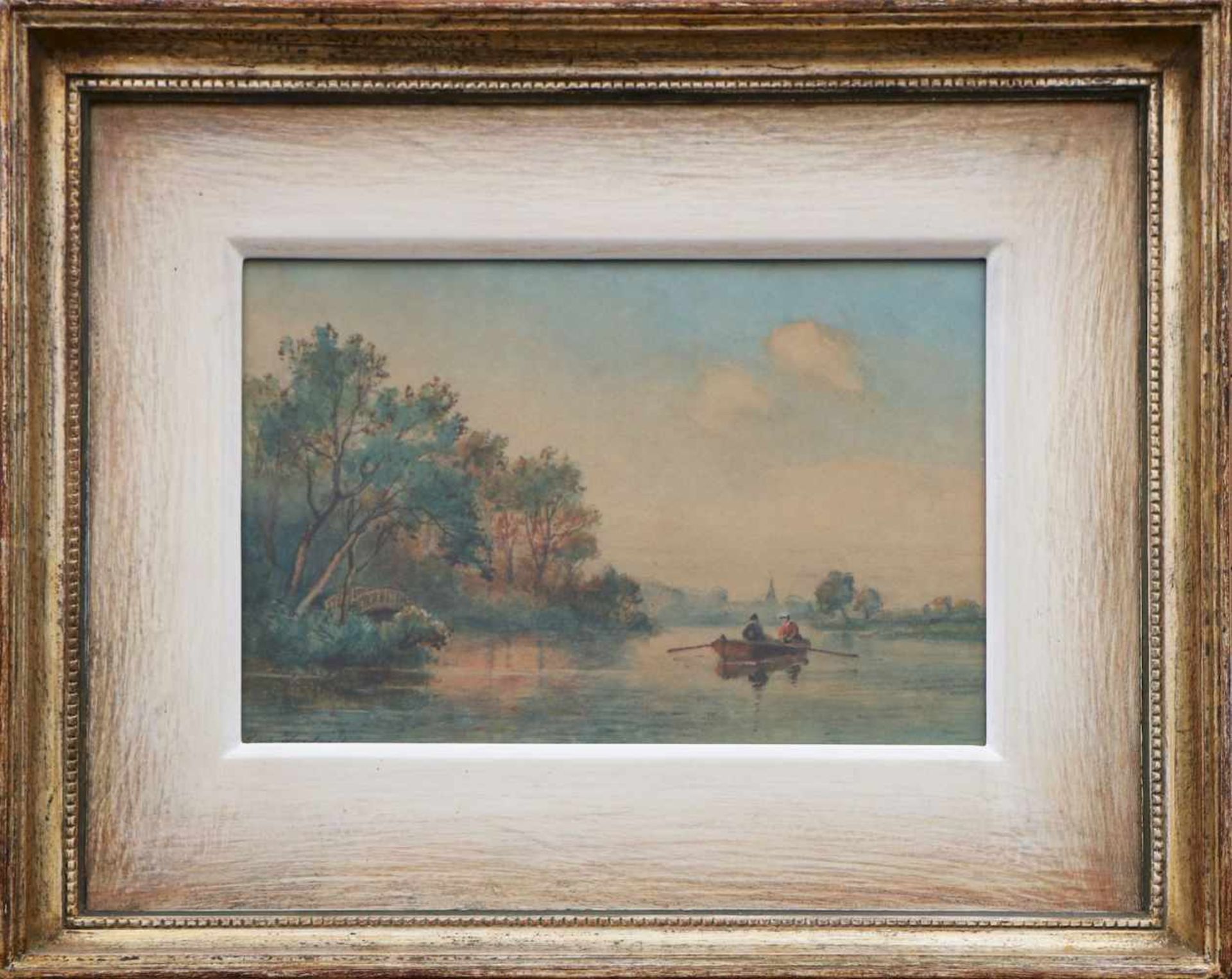 RUDOLF HARDORFF (1816 Hamburg - 1907 ebenda)Aquarell auf Papier, ¨Zwei Ruderer auf der Alster¨,