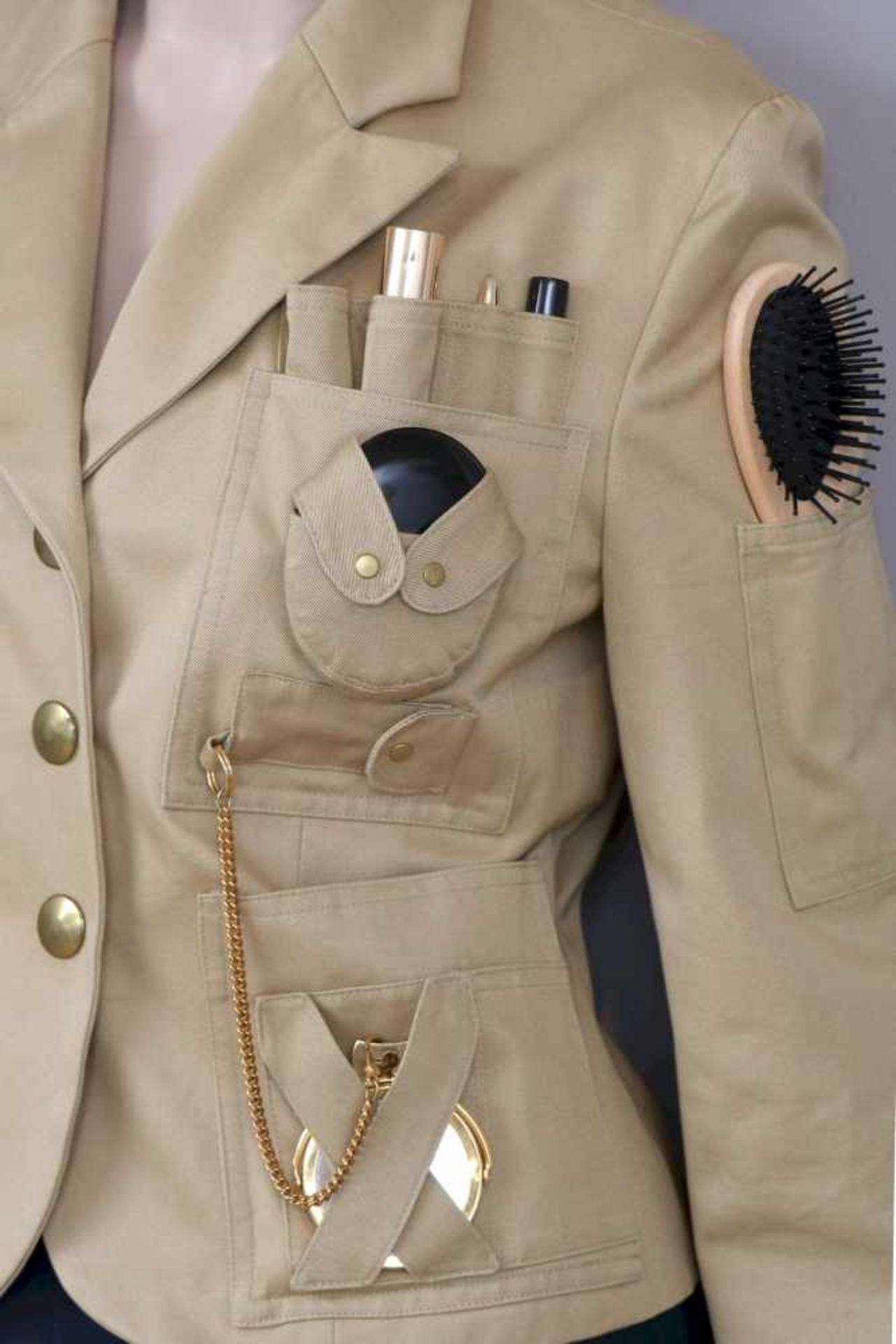 MOSCHINO COUTURE Survival Jacketkhakifarbene, kurze Military Safari-Jacke, Baumwolle, mit 14 - Bild 3 aus 6