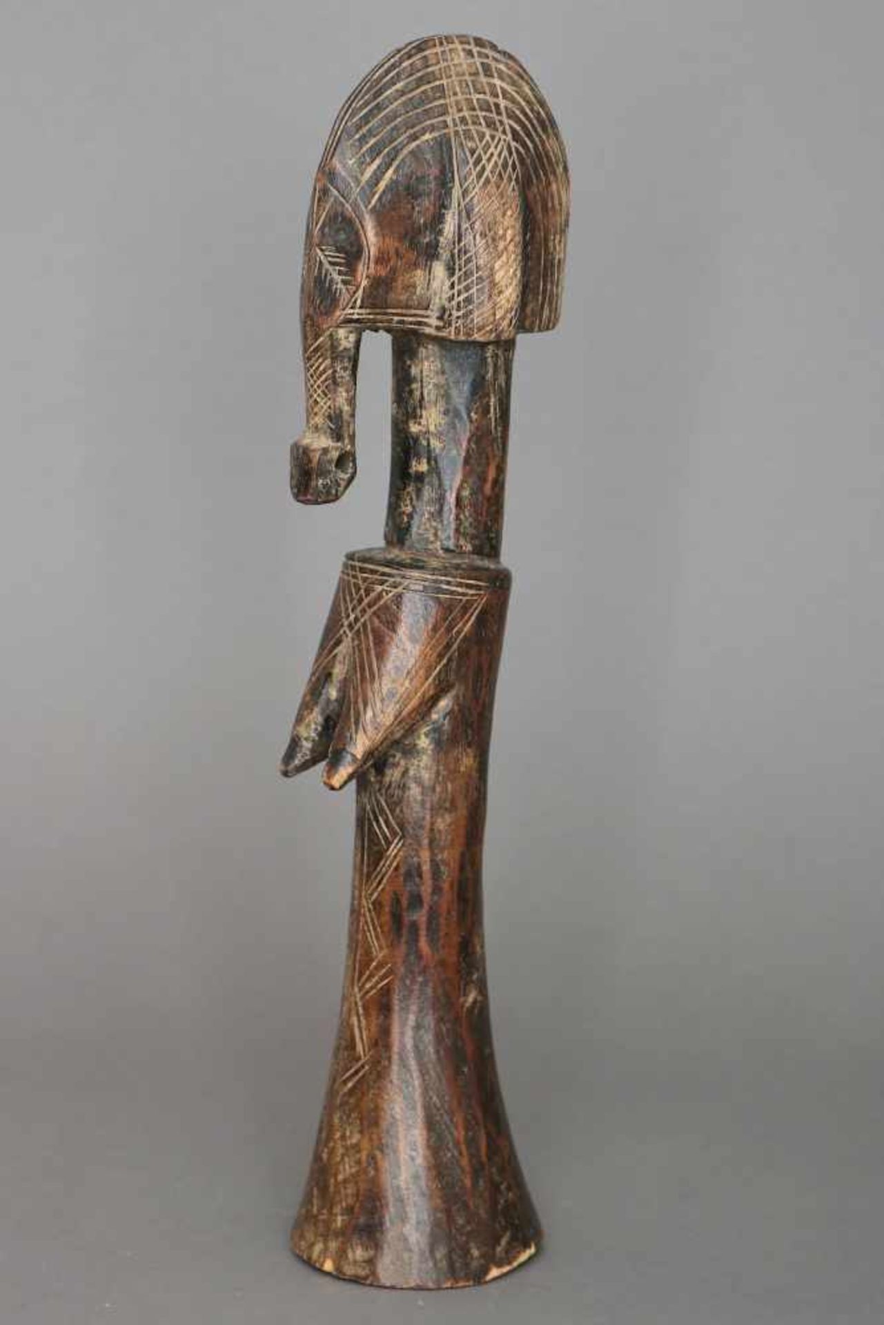 Afrikanische Ritualfigur der Mossi, Burkina FasoHolz, geschnitzt, stehende, zepterförmige,