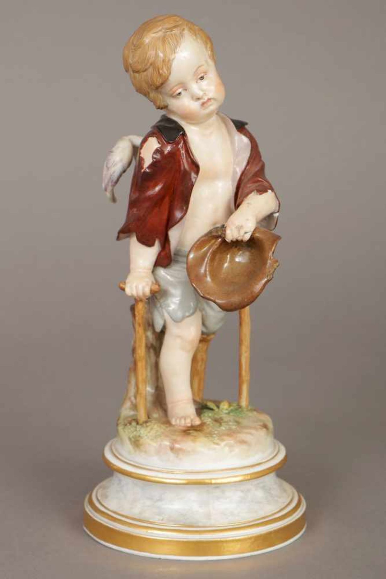 MEISSEN Porzellanfigur ¨Putto als Bettler¨Entwurf HEINRICH SCHWABE, 2. Hälfte 19. Jhdt., als Bettler