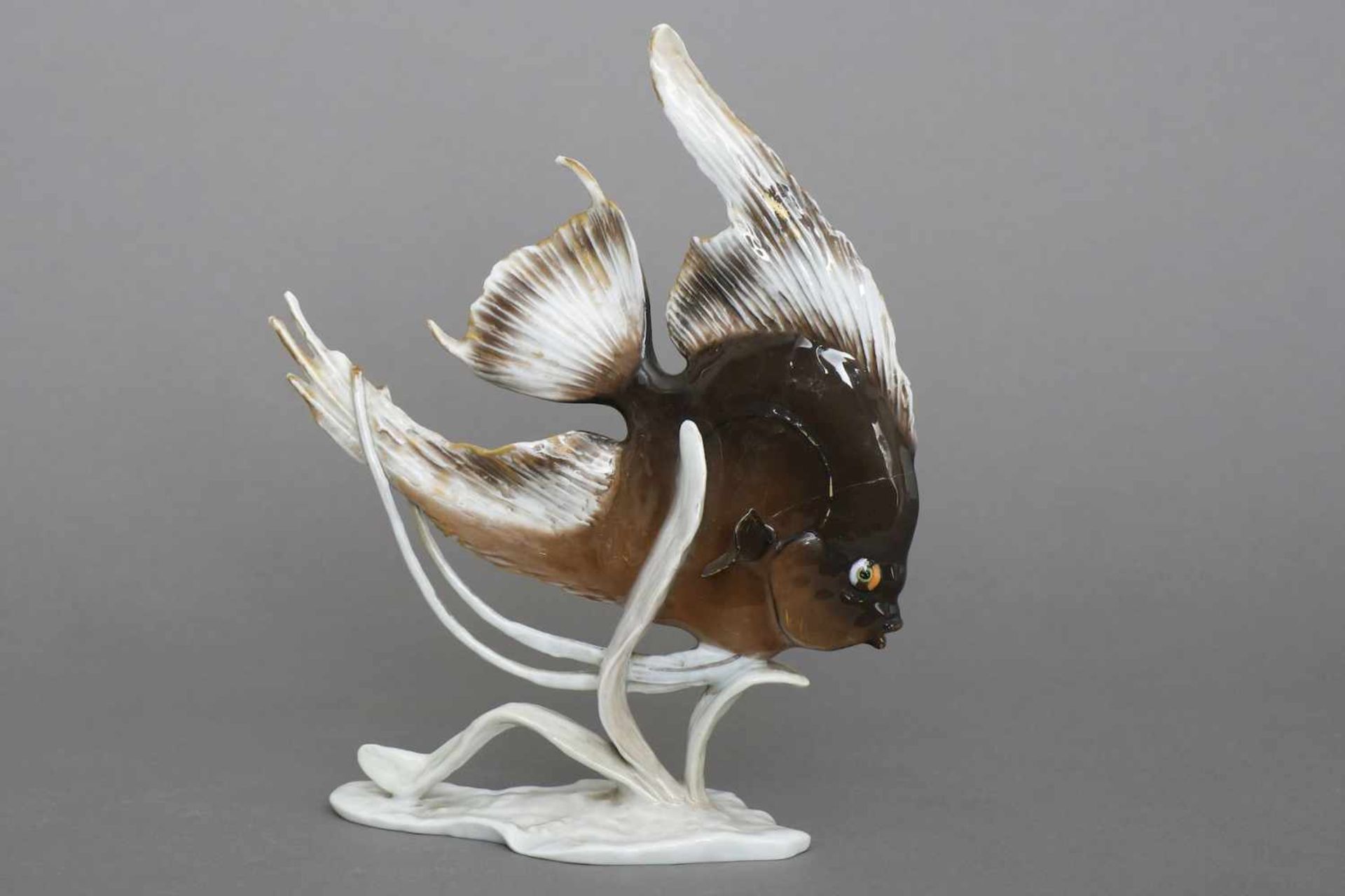 ROSENTHAL Porzellanfigur ¨Schleierfisch¨Entwurf FRITZ HEIDENREICH, Ausführung des späten 20. Jhdts.,