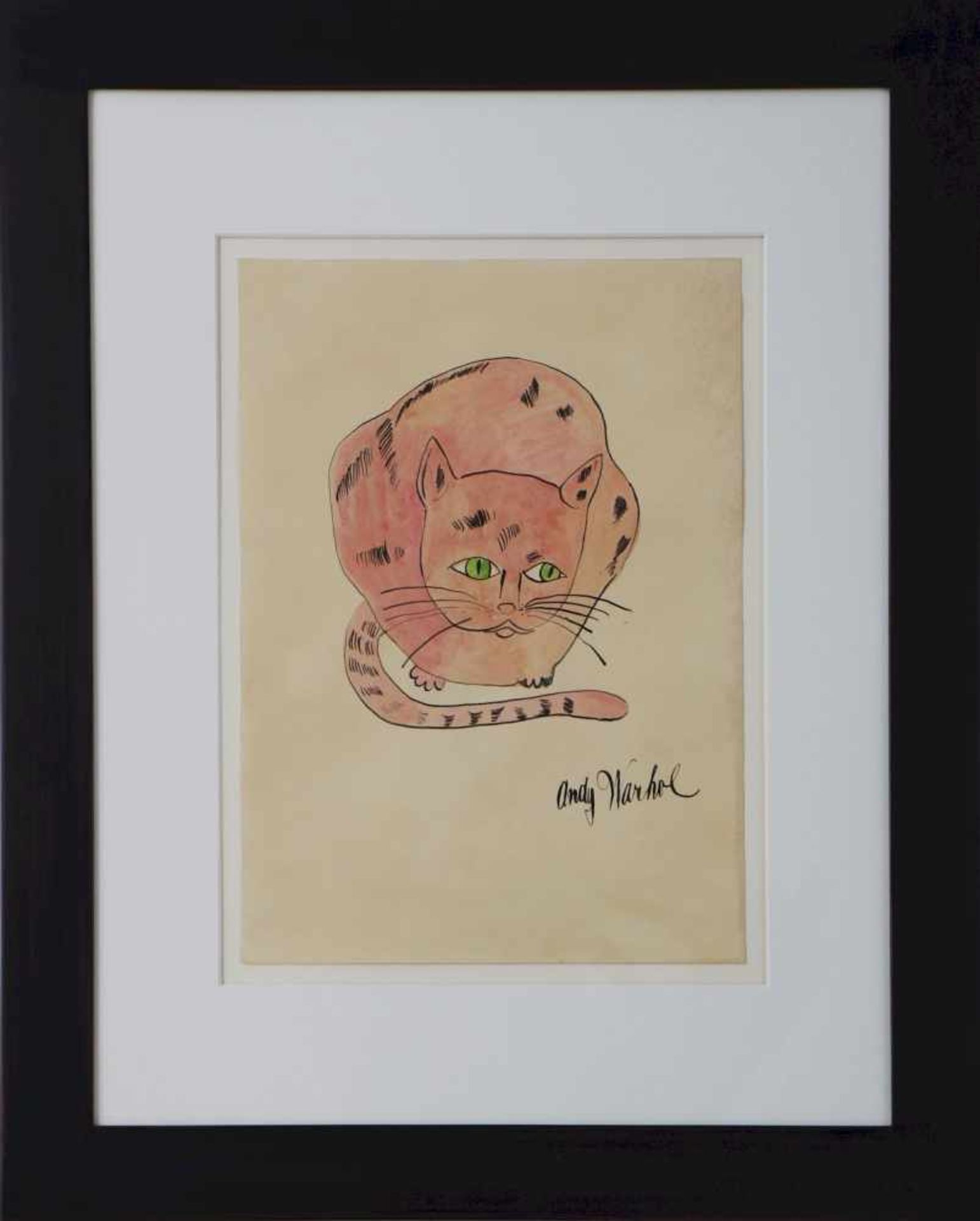 ANDY WARHOL (1922 Pittsburgh/USA - 1987 Manhattan/NYC)Aquarell und Tinte auf Papier, ¨Pink Cat