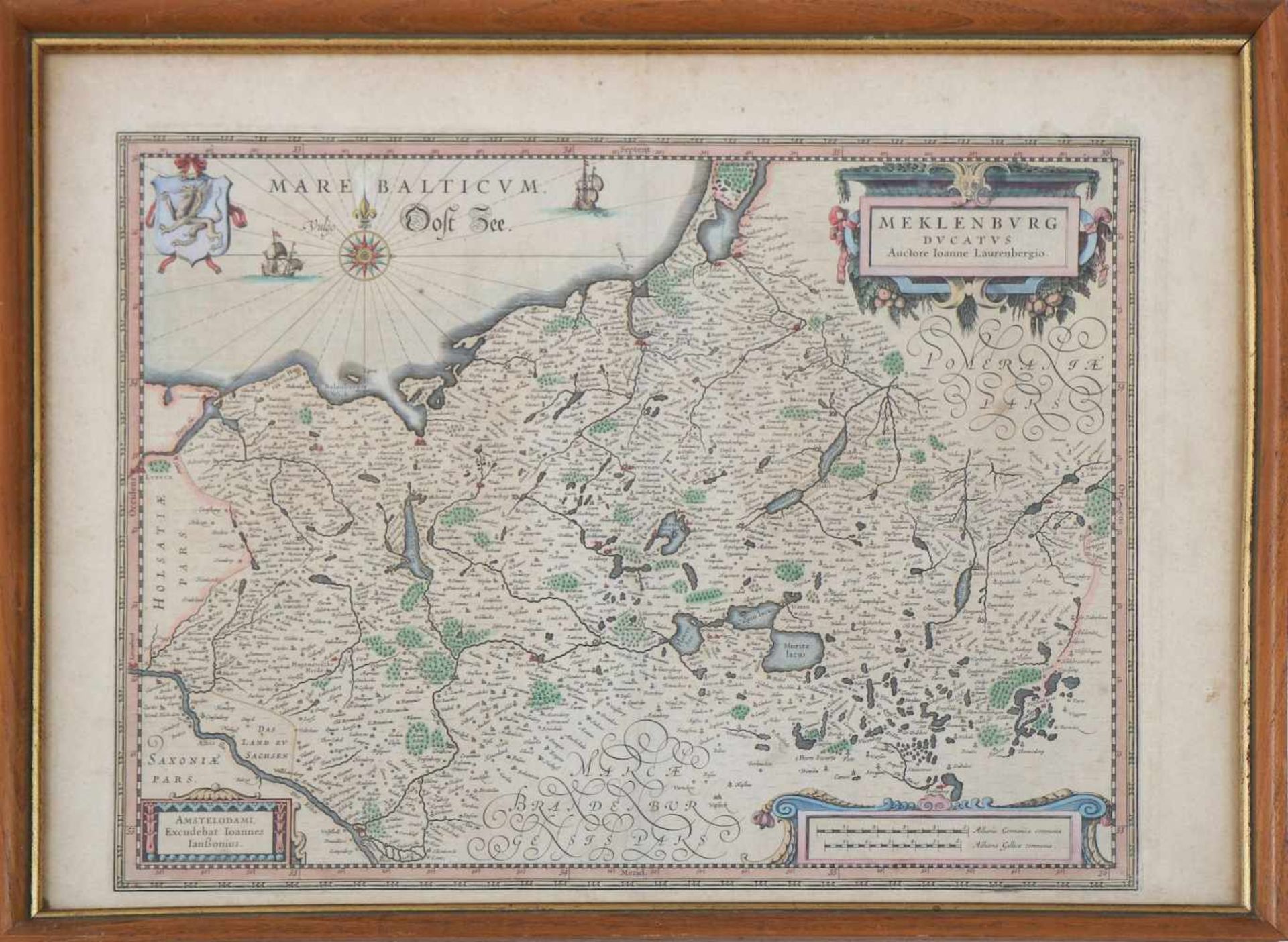 JOHANNES WILHELM LAUREMBERG (1590 Rostock - 1658 Soro/Dänemark)Kuferstich, koloriert, ¨Meklenburg