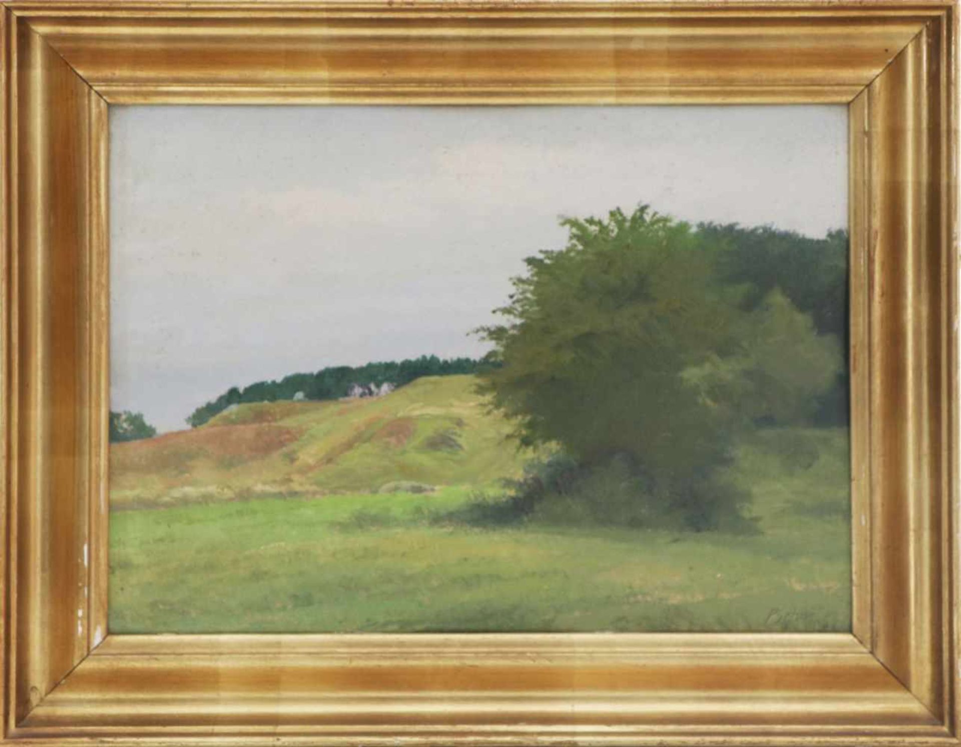 PETER JOHAN SCHOU (1863 Kopenhagen - 1934 ebenda)Öl auf Platte, ¨Hügelige Feldlandschaft¨, unten