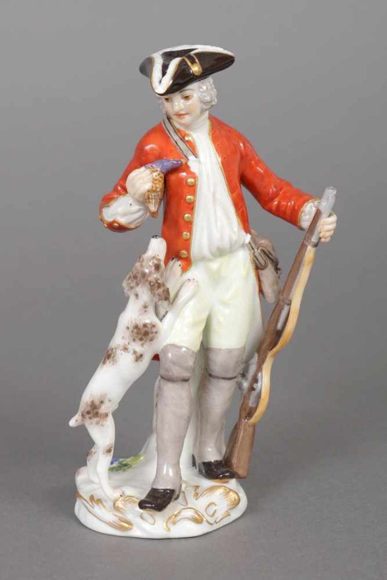 MEISSEN Porzellanfigur ¨Jäger mit Hund und Fasan¨spätes 20. Jhdt., Modell-Nr 60248, polychrom