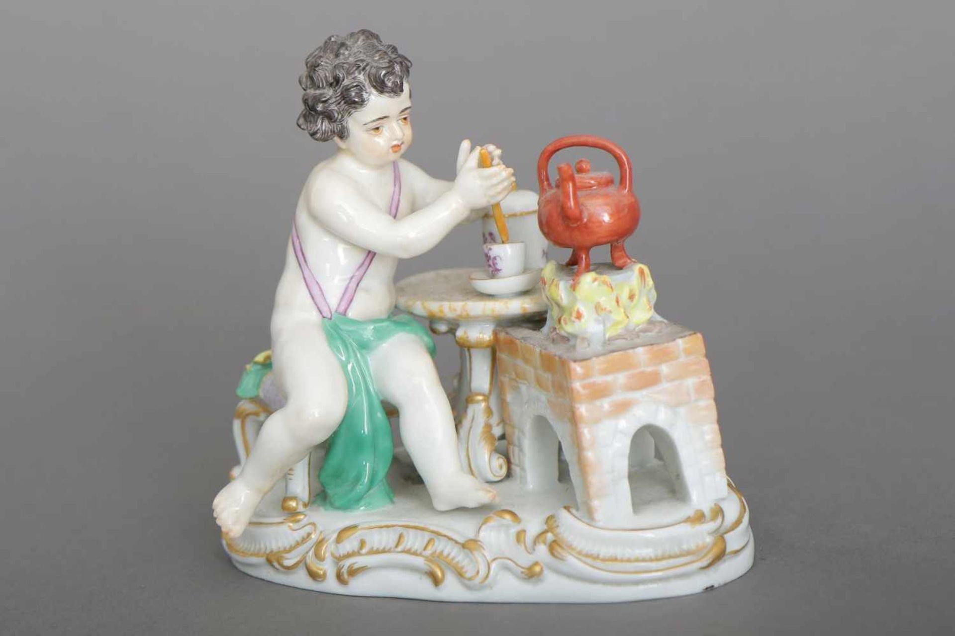 MEISSEN Porzellanfigur ¨Allegorie auf das Feuer¨ aus der Serie ¨Die vier Elemente¨Entwurf J.J.