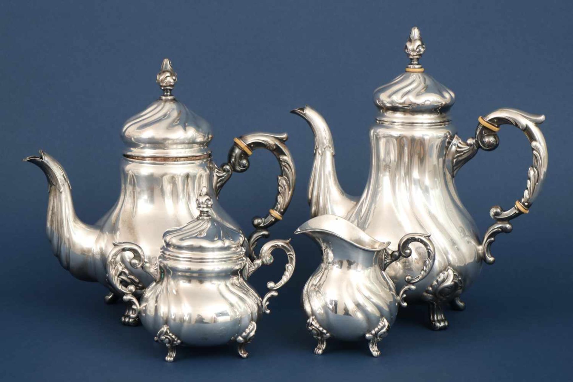 Silber Kannen-Set (4-teilig)925er Silber, Deutsch, um 1930, ¨Dresdner Hofmuster¨, bestehend aus