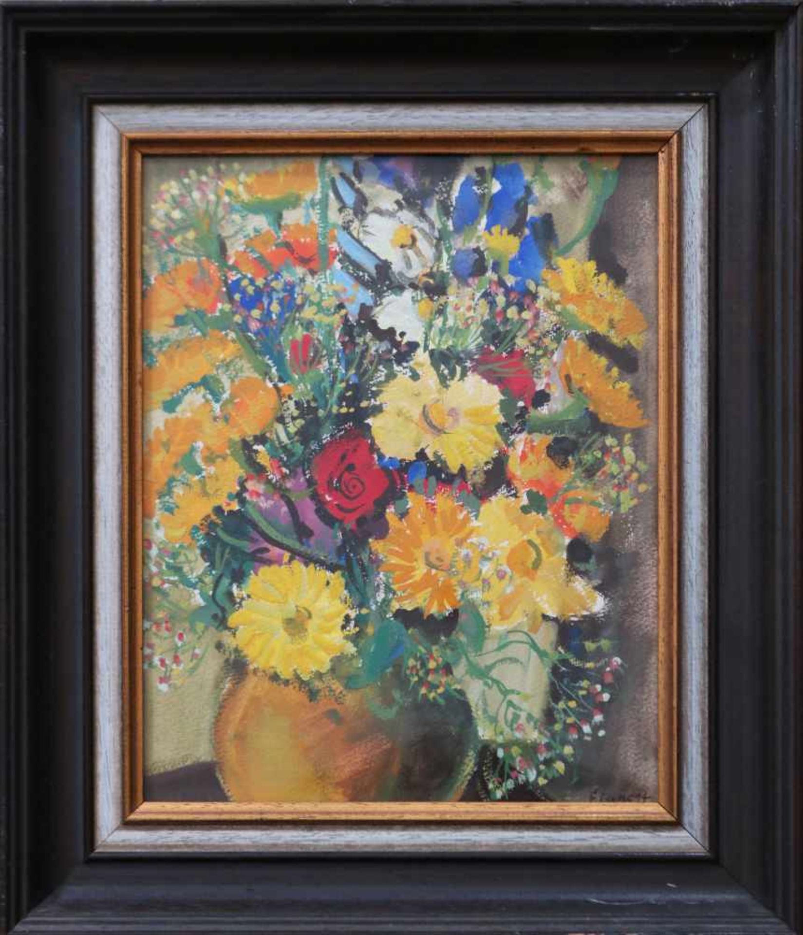 FRIEDRICH EINHOFF (1901 Baven-1988 Soltau) Aquarell auf Papier, ¨Bunte Feldblumen in Vase¨, unten