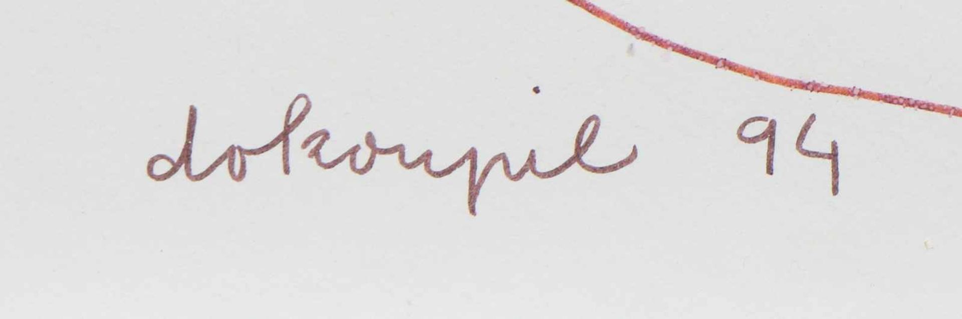 JIRI GEORG DOKOUPIL (1954 Krnov/Tschechoslowakei)Filzstift (violett) auf Papier, ¨Liegender - Bild 2 aus 2