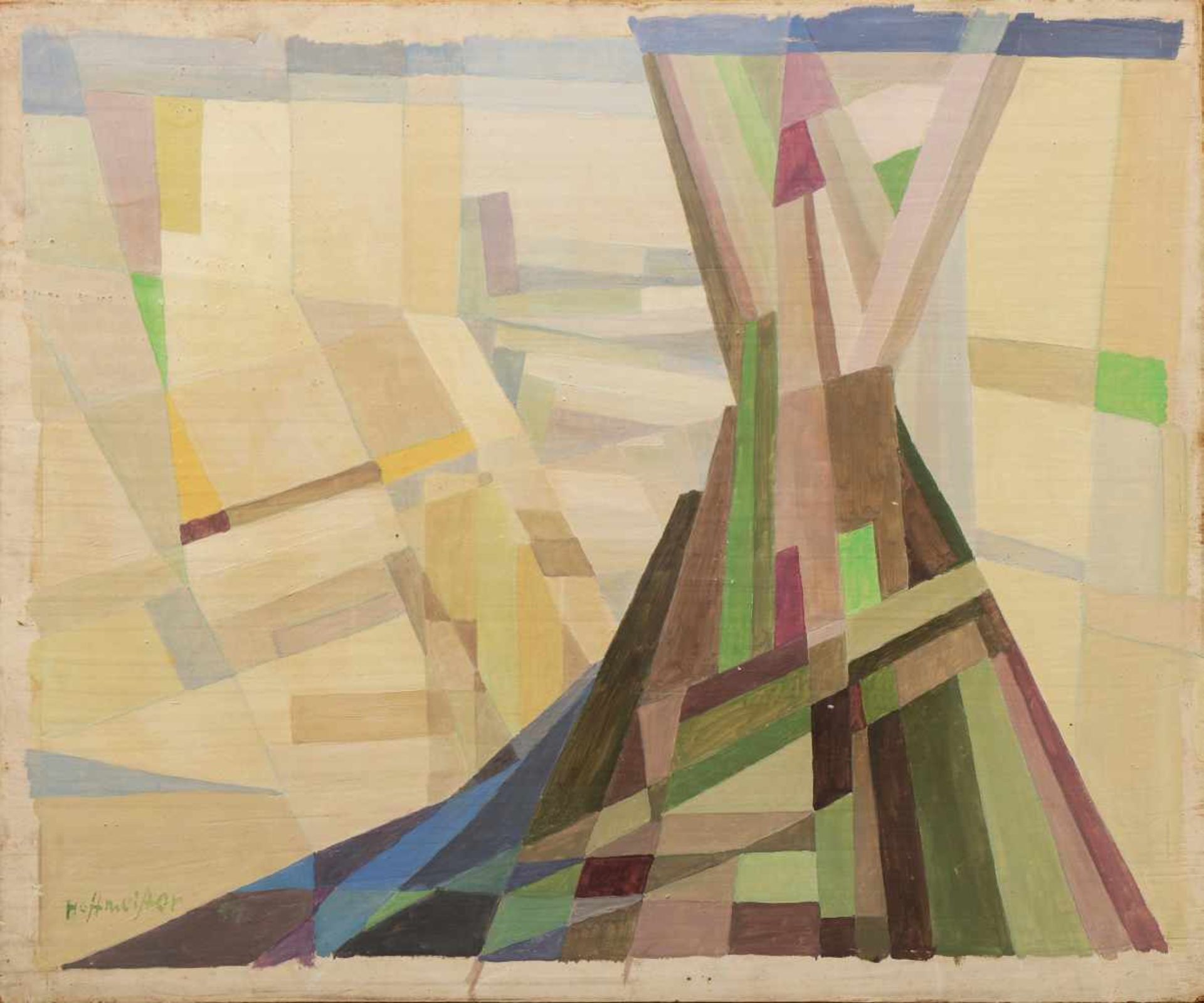 WILHELM HOFFMEISTER (1908 Berlin-1991 Hamburg)Öl auf Hartfaserplatte, ¨Abstrakte Komposition¨, unten