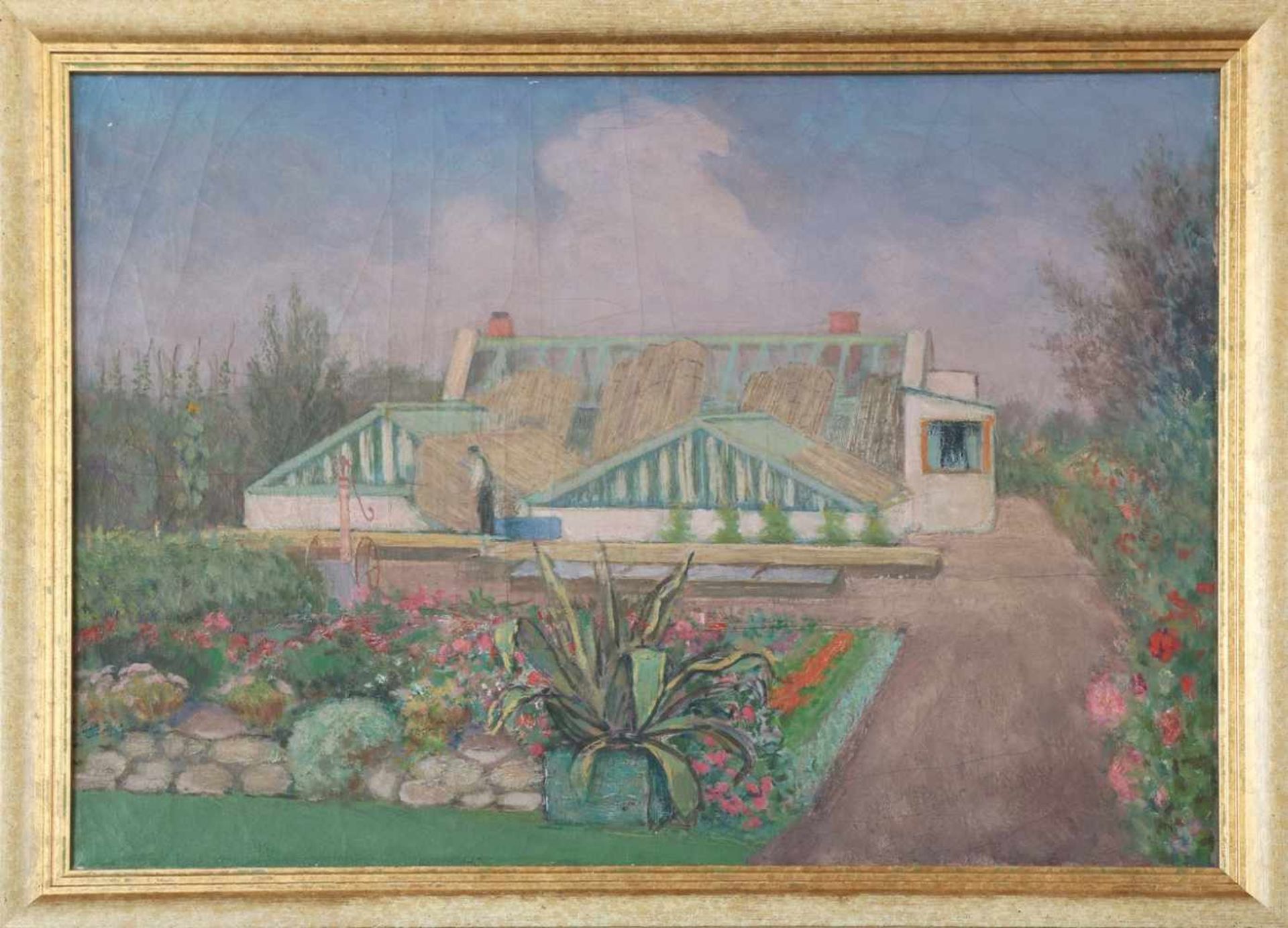 JEAN PAUL KAYSER (1869 Hamburg - 1942 Donaueschingen)Öl auf Leinwand, ¨Das Gewächshaus¨, unsigniert,