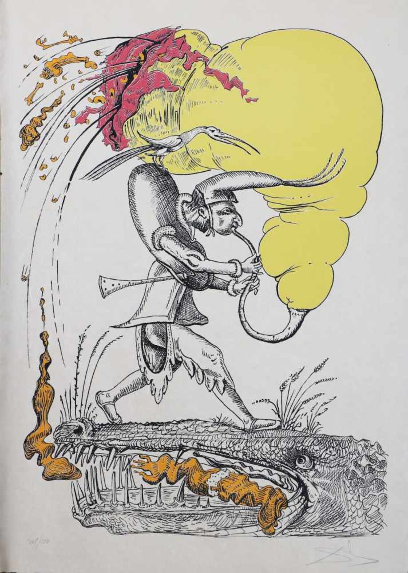 SALVADOR DALI (1904 Figueres/Katalonien - 1989 ebenda)Farblithographie, ¨Dudelsackspieler mit
