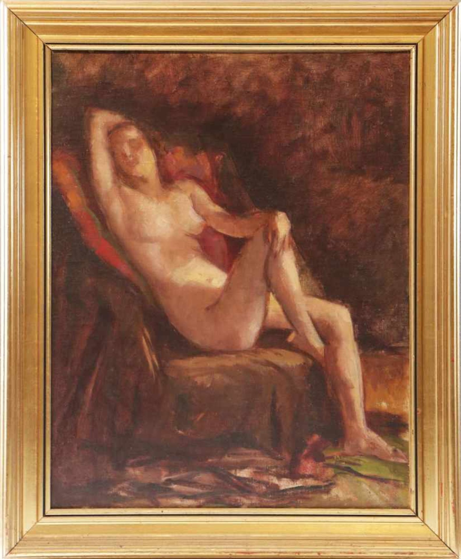 EDITH BASCH (1895 Budapest/Ungarn - 1980)Öl auf Leinwand, ¨Sitzender weiblicher Akt (Studie)¨,