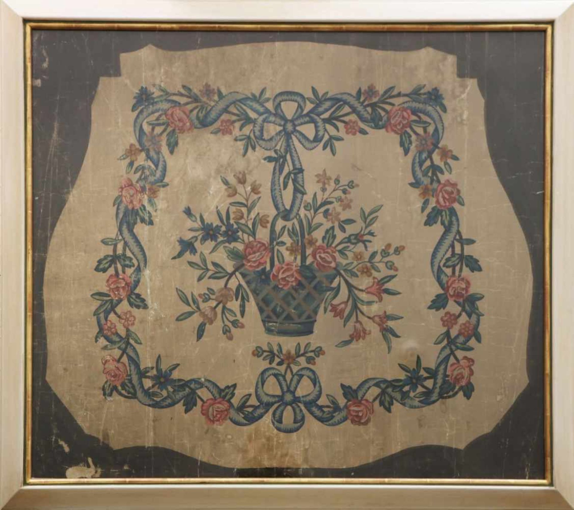 Dekorative Supraporten-MalereiTemperafarbe auf Papier, mit floralen Ornamenten, wohl um 1900, ca.