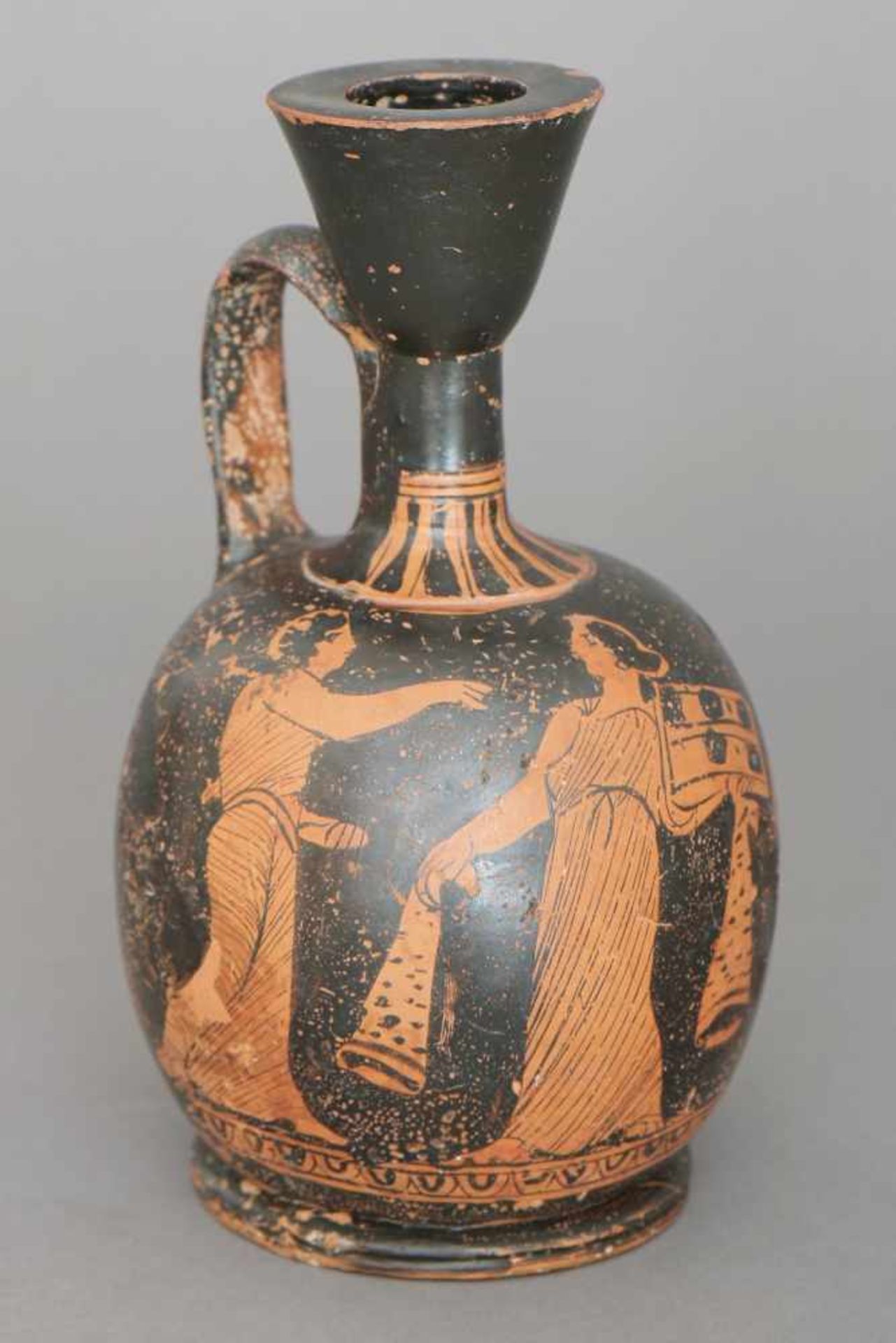 Attisches (griechisches) antikes VasengefäßKeramik, mit rot-figuriger Malerei, wohl 500 v. Chr., - Image 2 of 3