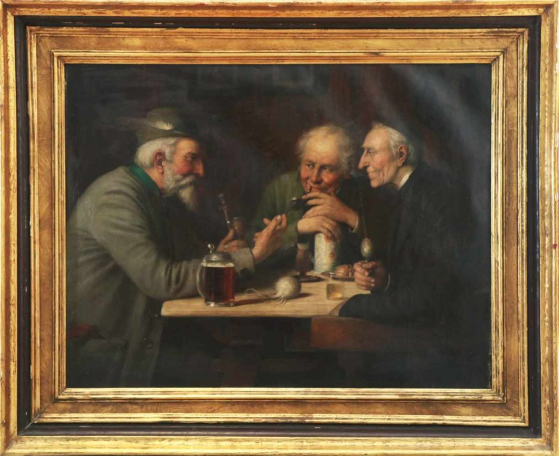 JOSEF WAGNER-HÖHENBERG (1870 Höhenberg - 1937 München)Öl auf Leinwand, ¨3 Männer beim Gespräch in