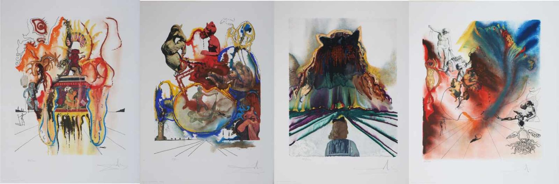 SALVADOR DALI (1904 Figueres/Katalonien - 1989 ebenda)4 Farblithografien (auf Arches Papier), ¨