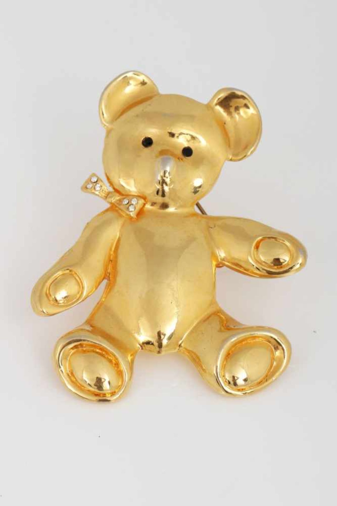 Modeschmuck Brosche ¨Teddybär¨ PRICHARE Kaufbeuren Neu-Gablonz 1950/60er Jahregoldfarbenes Metall,