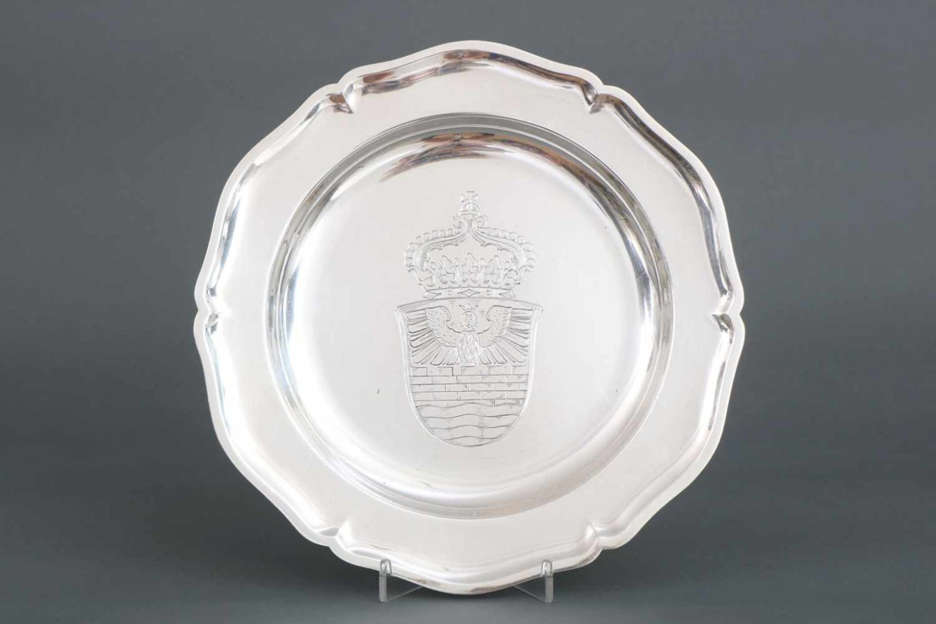 Silber Teller830er Silber, Wilkens um 1950, runde, passige Form, im vertieften Spiegel