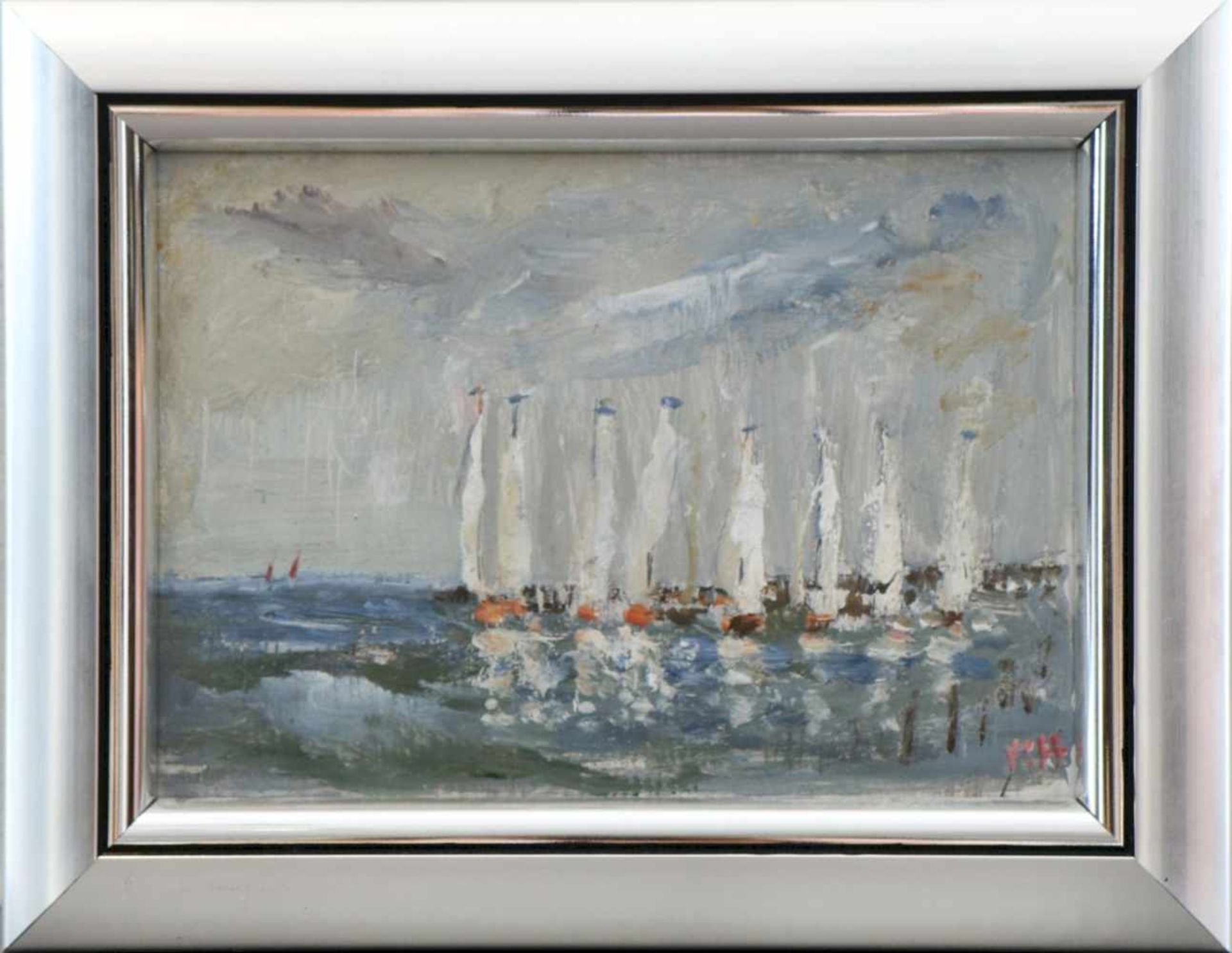 CARL HINRICHS (1903 Nürnberg - 1990 Schwerin)Öl auf Platte, ¨Segelboote auf See¨, unten rechts