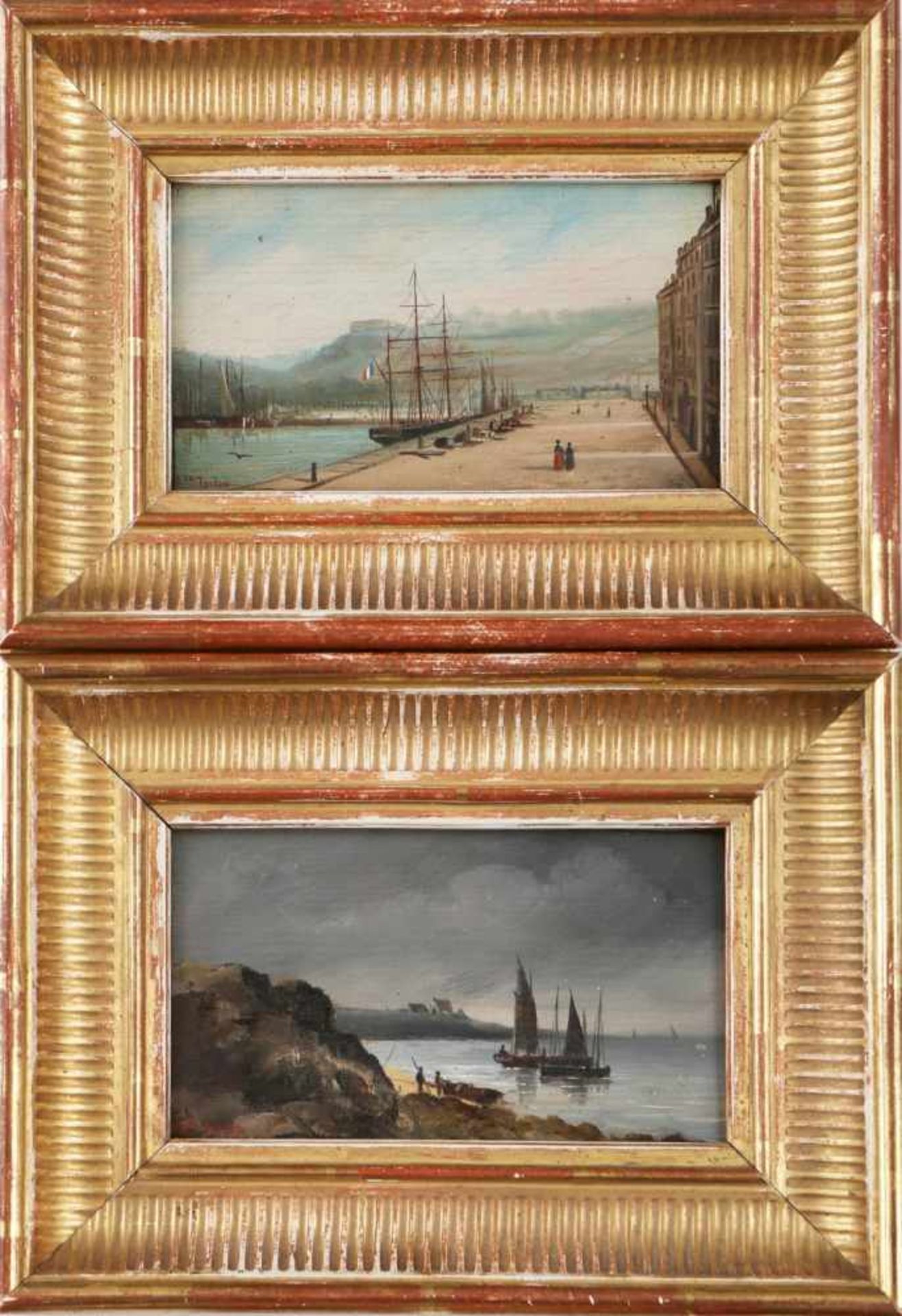 EMILE TESSON (Künstler des 19. Jahrhunderts)Paar Gemälde, Öl auf Holz, ¨Küsten- bzw.