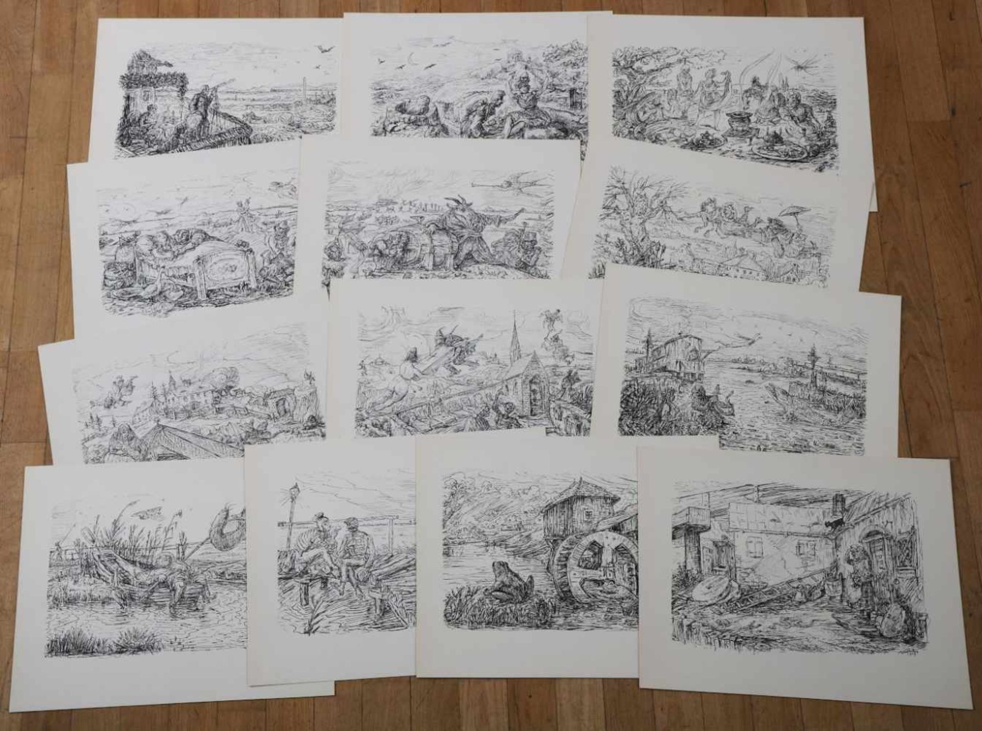ALFRED KUBIN (1877 Leitmeritz/Böhmen - 1959 Zwickledt)Mappenwerk ¨Rauhnacht¨ mit 13 Lithografien, - Bild 2 aus 3