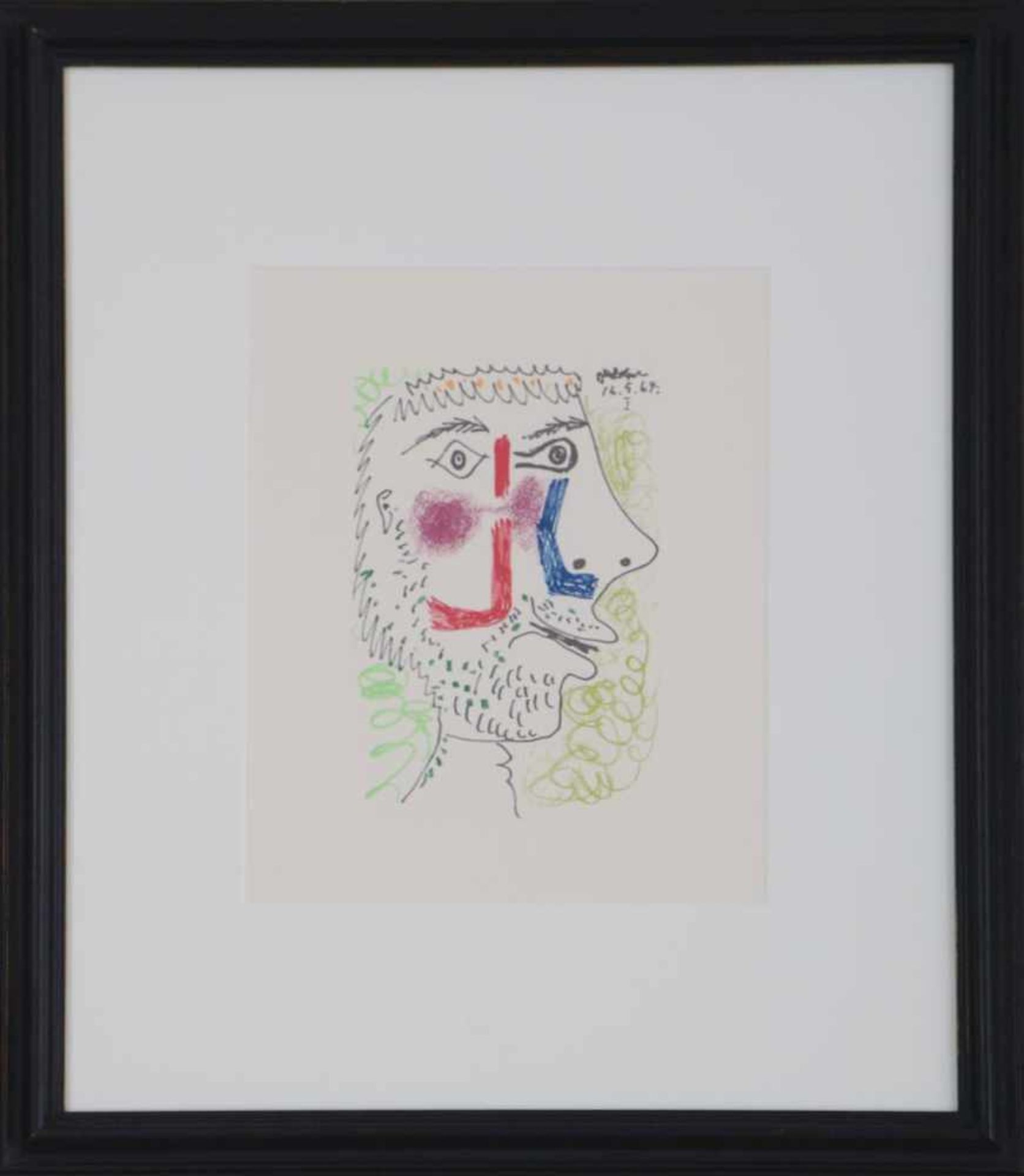 PABLO PICASSO (1881 Málaga/Spanien - 1973 Mougins/Frankreich)Farblithografie, ¨Männerkopf mit