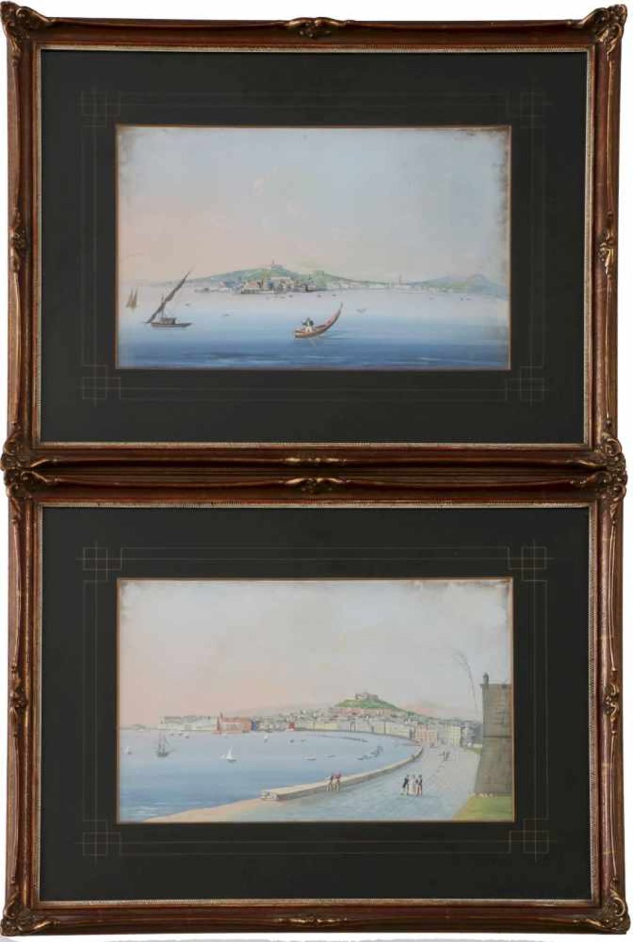 Wohl ETTORE GIANNI (Malta 1877 - ?)2 Aquarelle auf Pappe, ¨Amalfiküste (Neapel)¨, unsigniert, je ca.