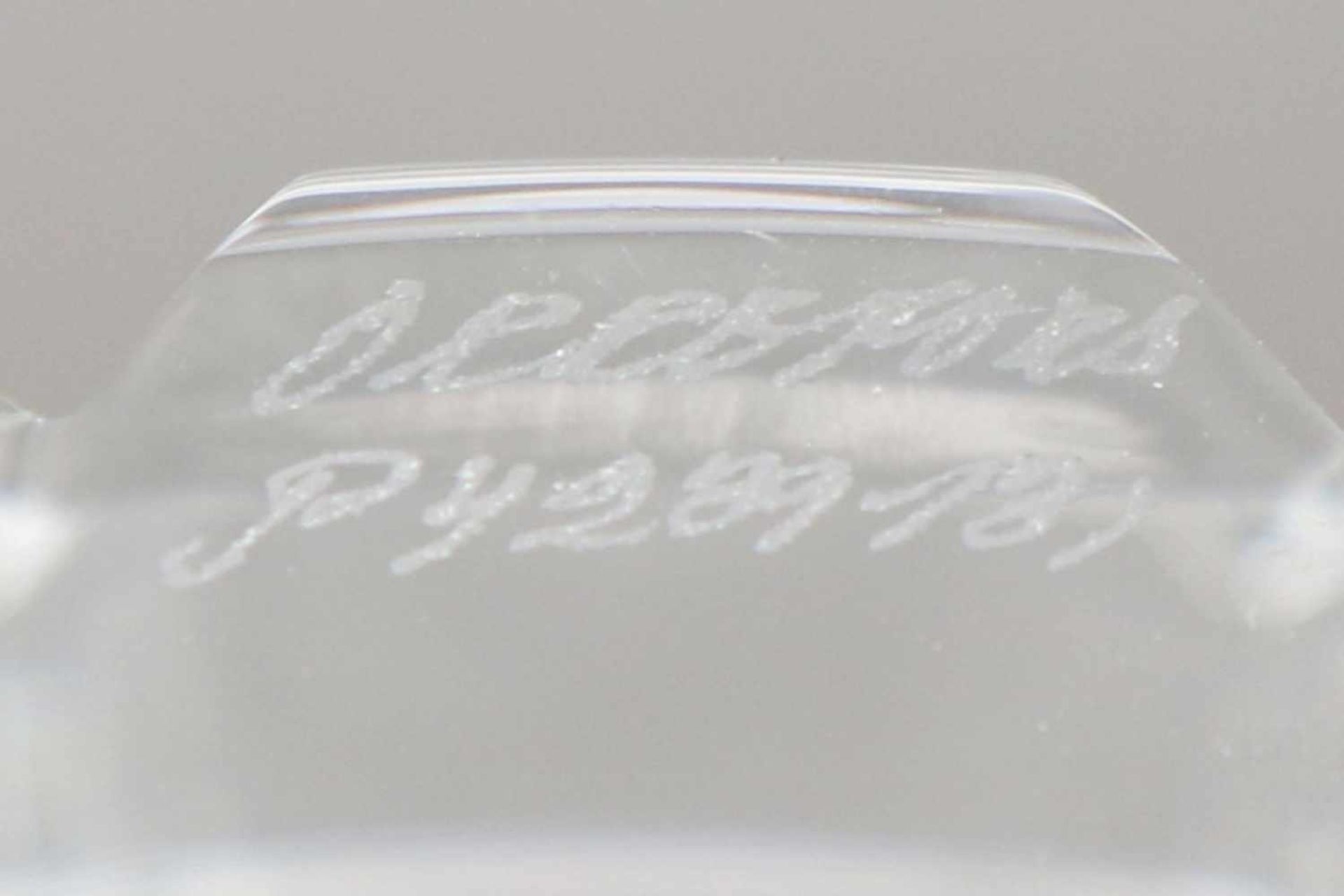ORREFORS Kristallschalefarbloses Kristall, runde, zylindrische Schale mit umlaufendem Kerb-/ - Bild 2 aus 2