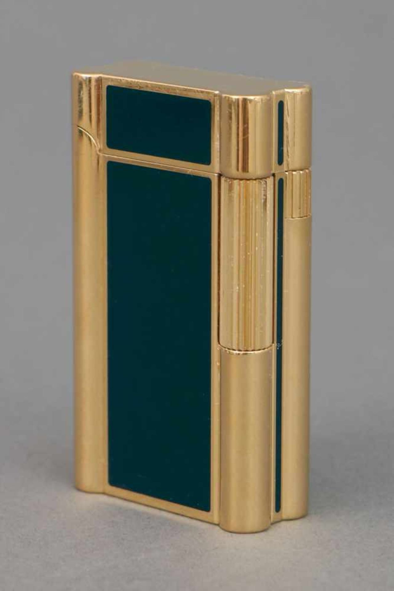 Rothschild Feuerzeugvergoldetes Metall und dunkler Chinalack, im original Etui (beledert),