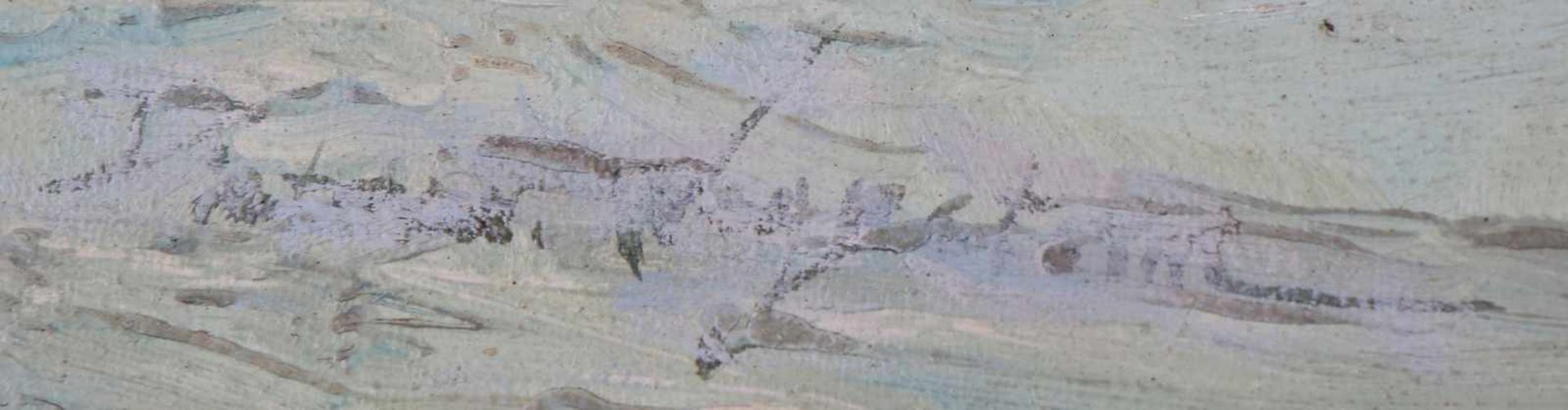 UNBEKANNTER KÜNSTLER Öl auf Leinwand, ¨Ankunft am Eis (Figuren beim Entladen der Schiffe auf - Image 2 of 2